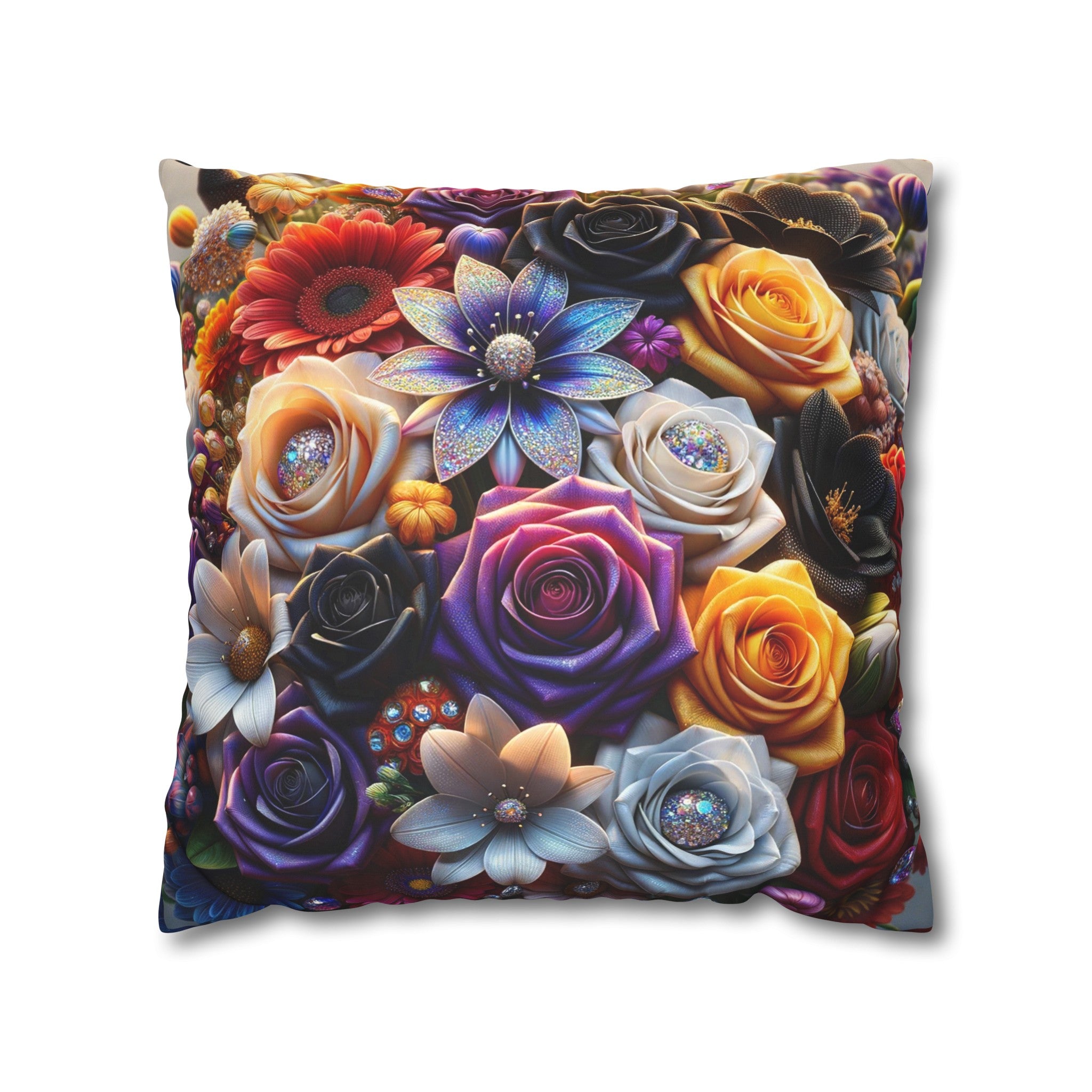 Colourful Bouquet (4) - Suede Square Pillowcase