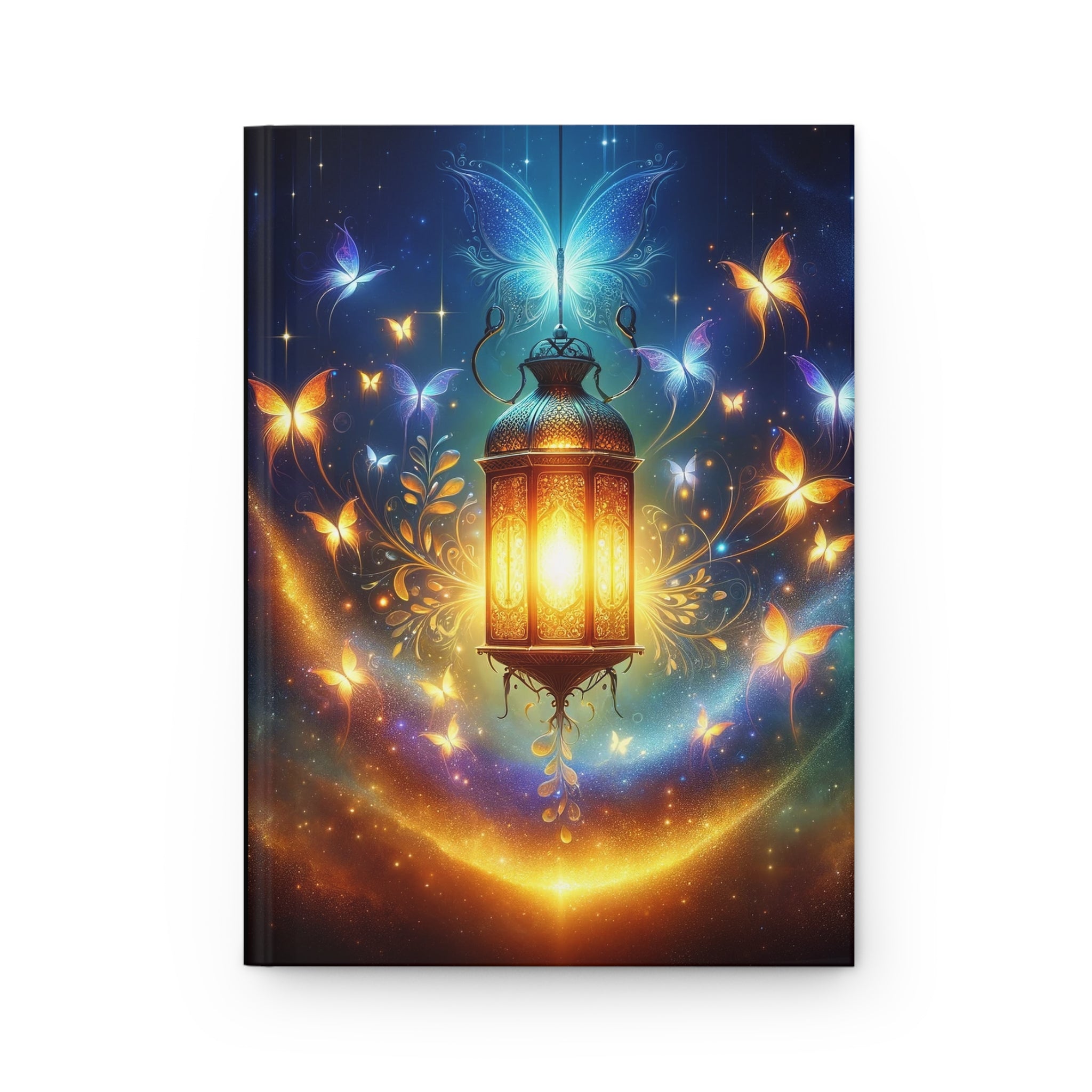 Butterflies flying around a lamp 1 - Hardcover Notebook