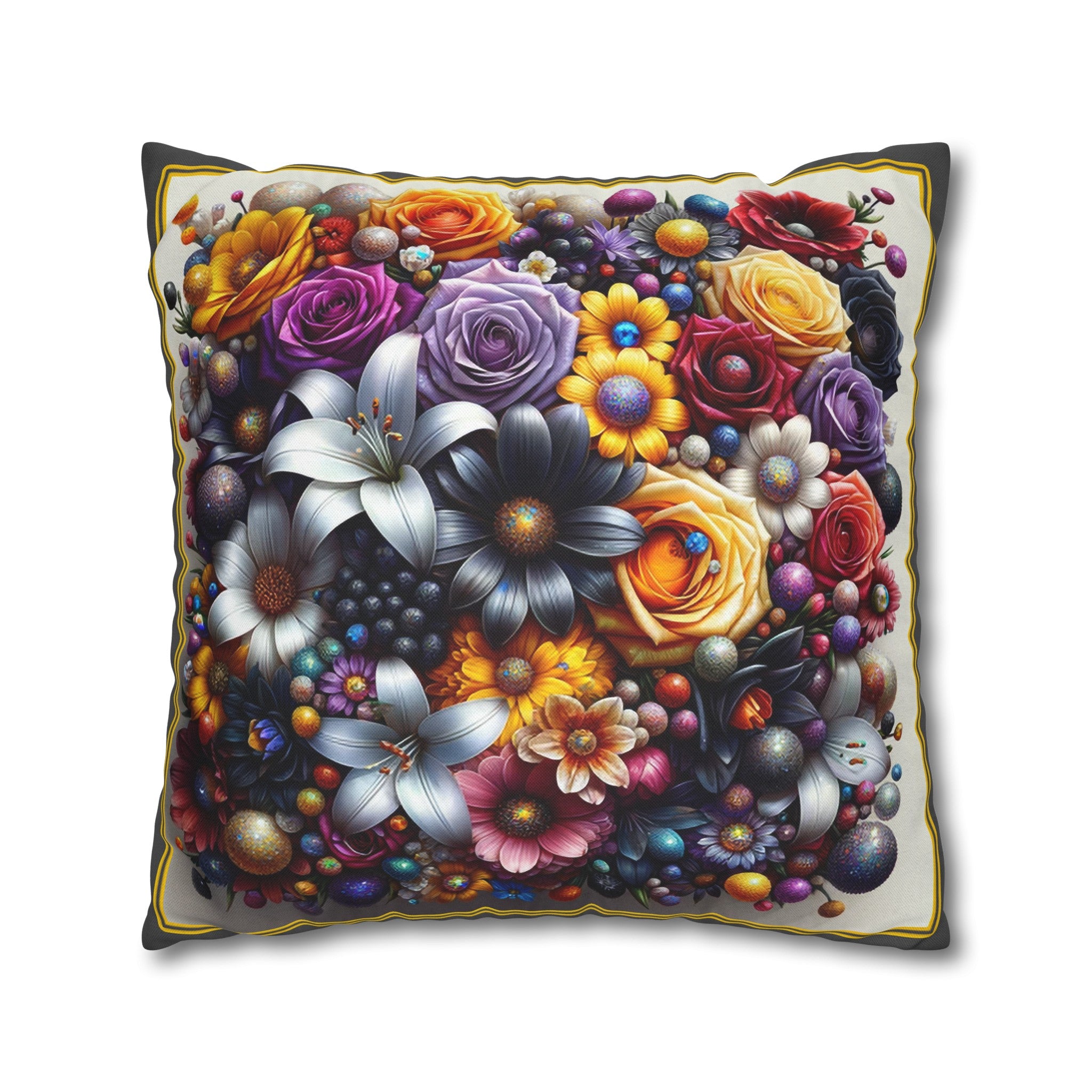 Colourful Bouquet (3) - Polyester Square Pillowcase