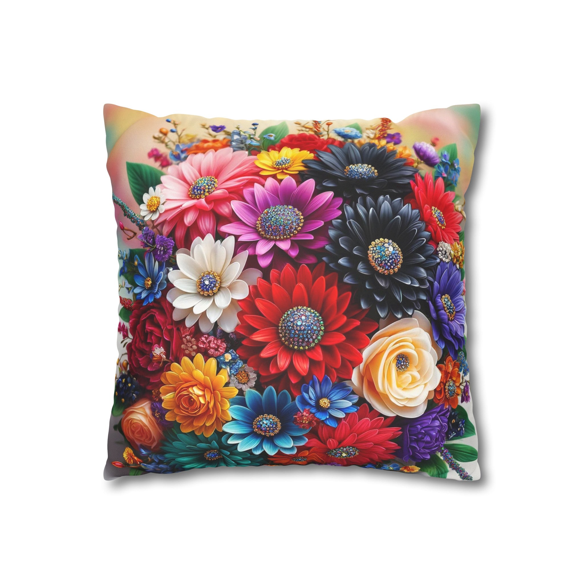 Colourful Bouquet (3) - Suede Square Pillowcase