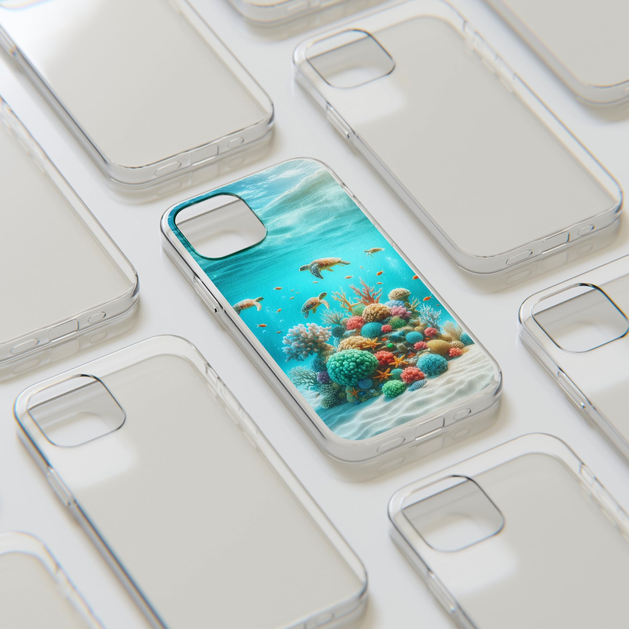 Turtles on coral reef - Soft Phone Case