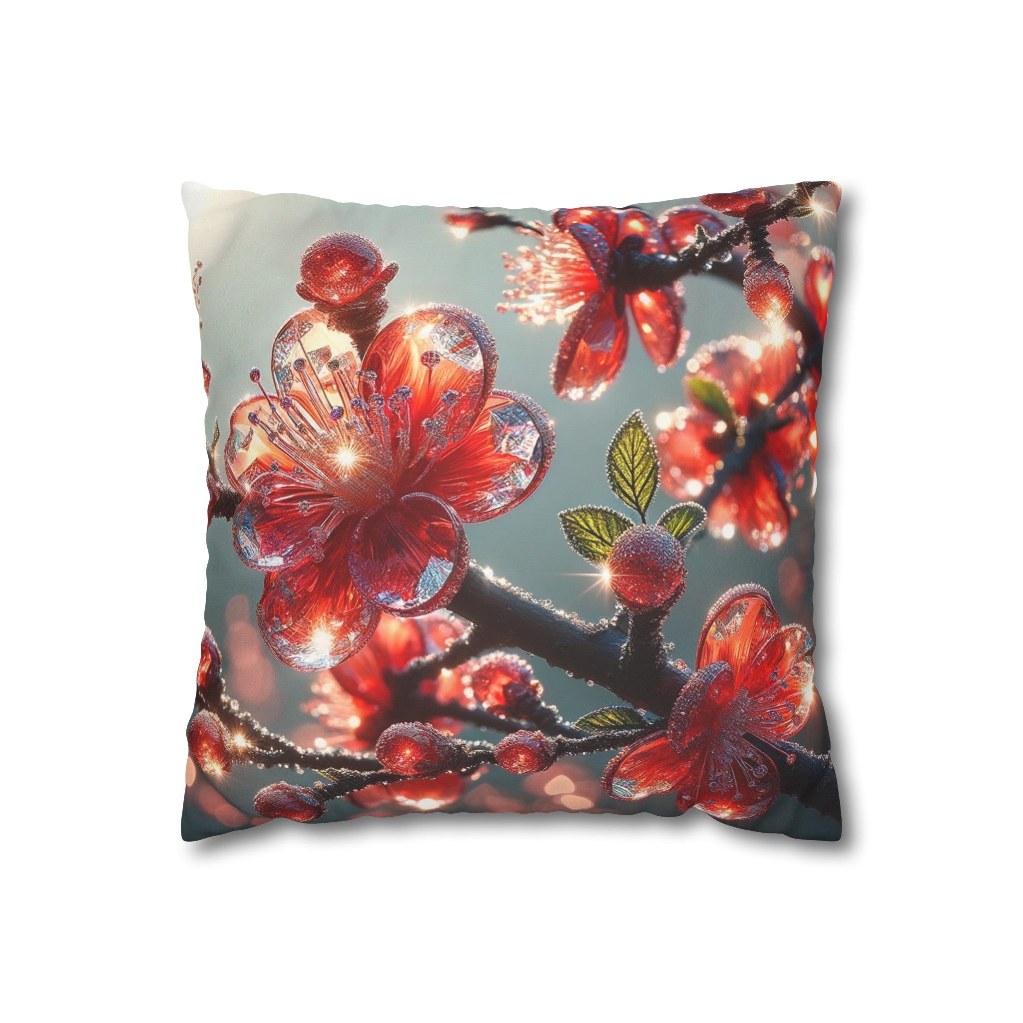 Red diamond flowers (1) - Suede Square Pillowcase