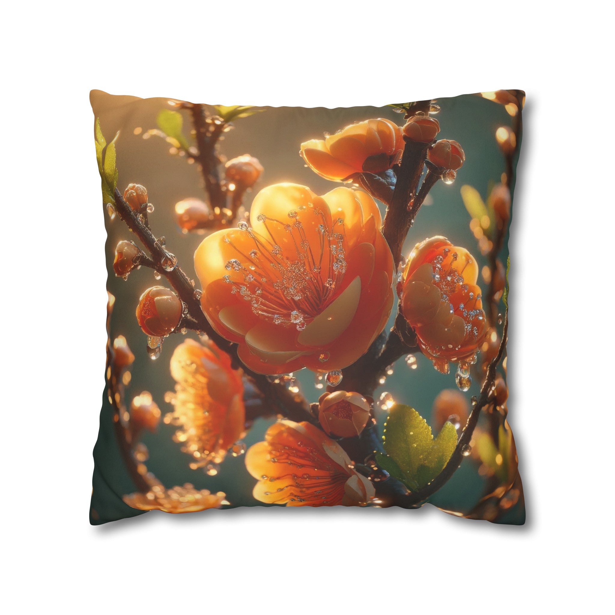 Orange diamond flowers (2) - Suede Square Pillowcase