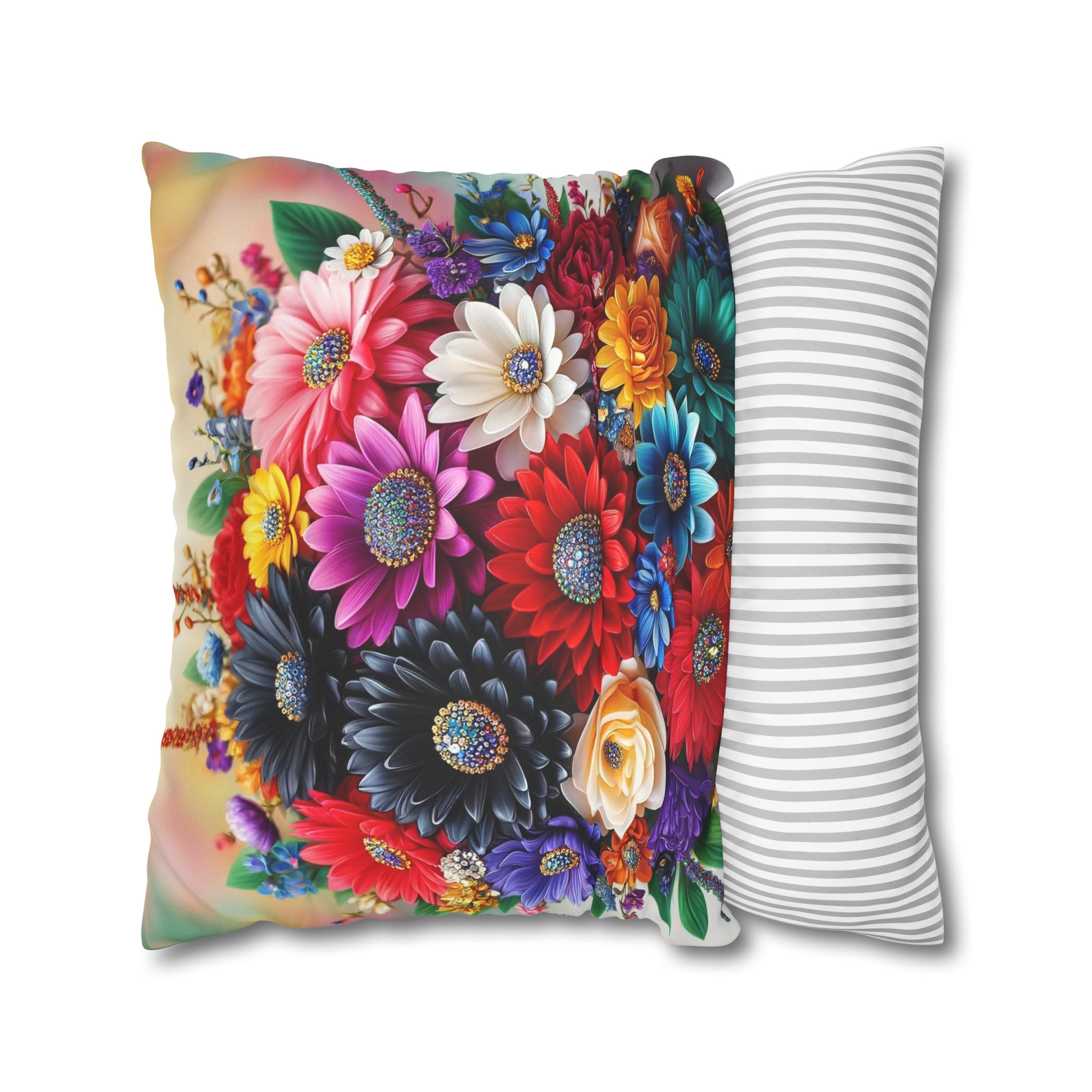 Colourful Bouquet (3) - Suede Square Pillowcase