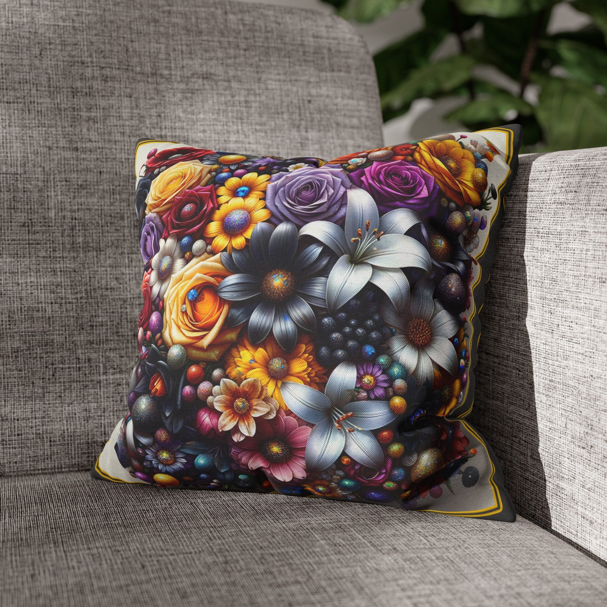 Colourful Bouquet (3) - Polyester Square Pillowcase