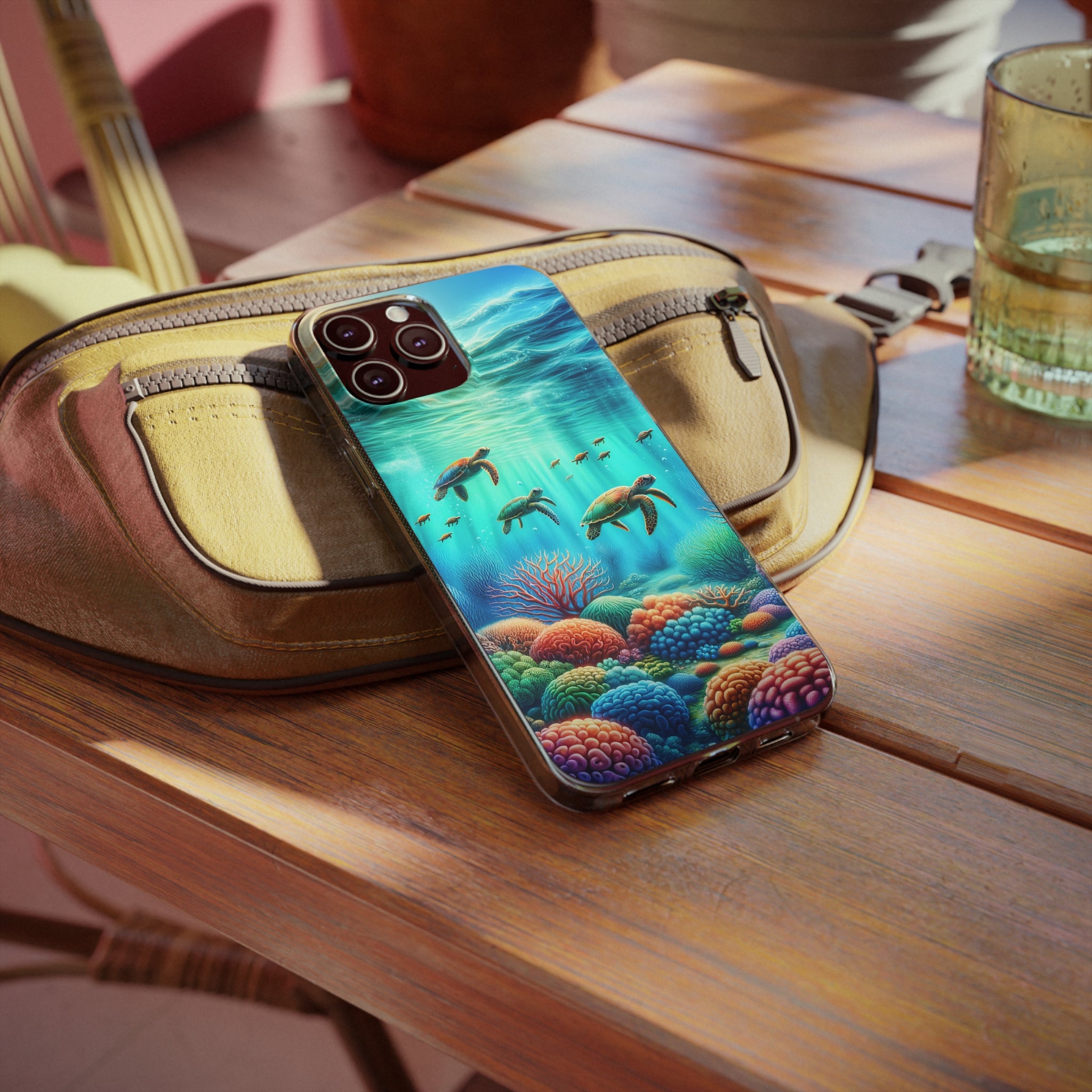 Turtles and coral reef - Soft Phone Case