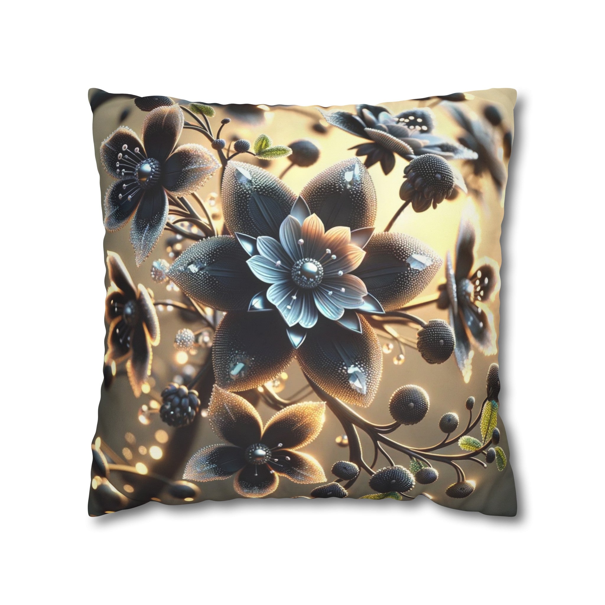 Black diamond flowers (4) - Suede Square Pillowcase