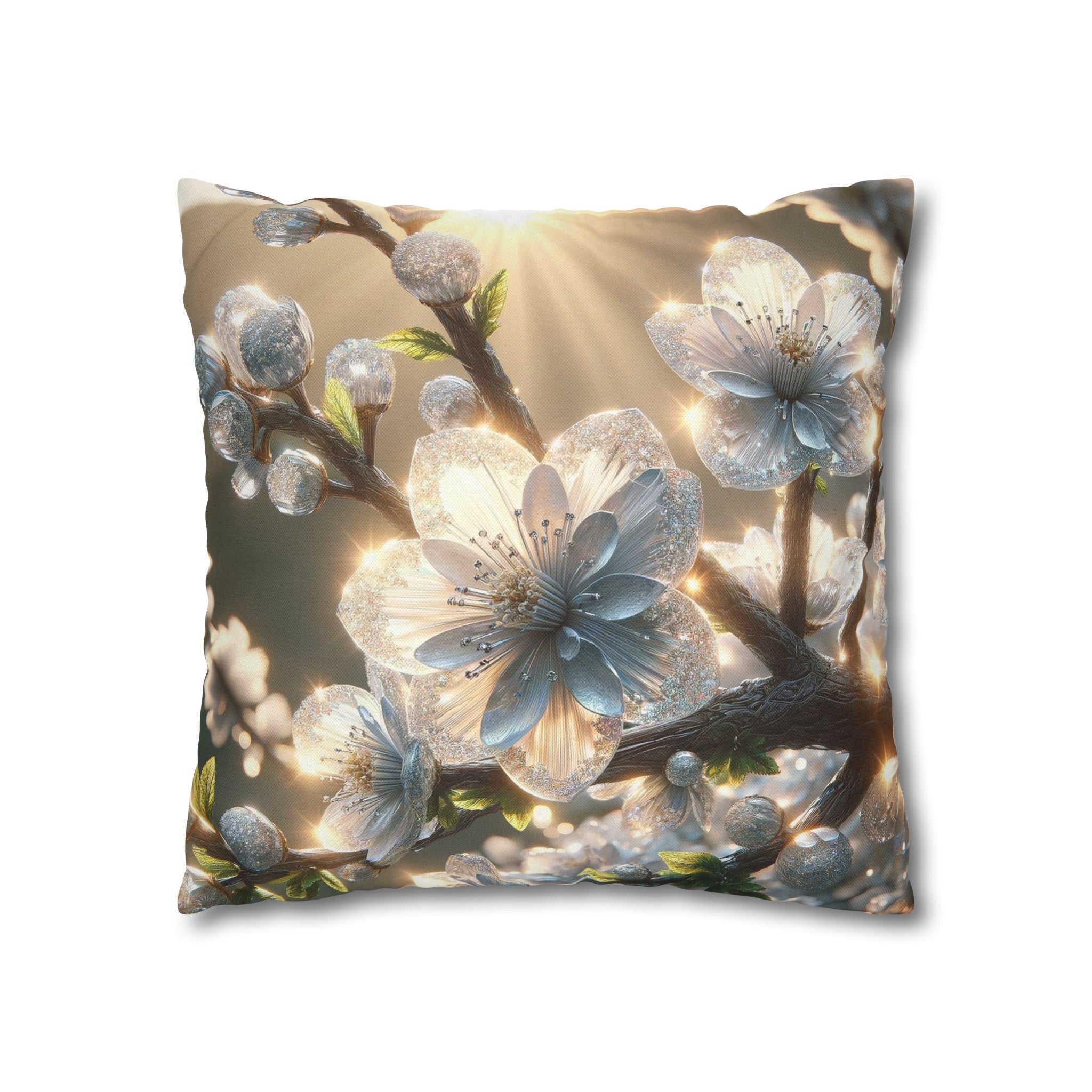 White diamond flowers (2) - Polyester Square Pillowcase