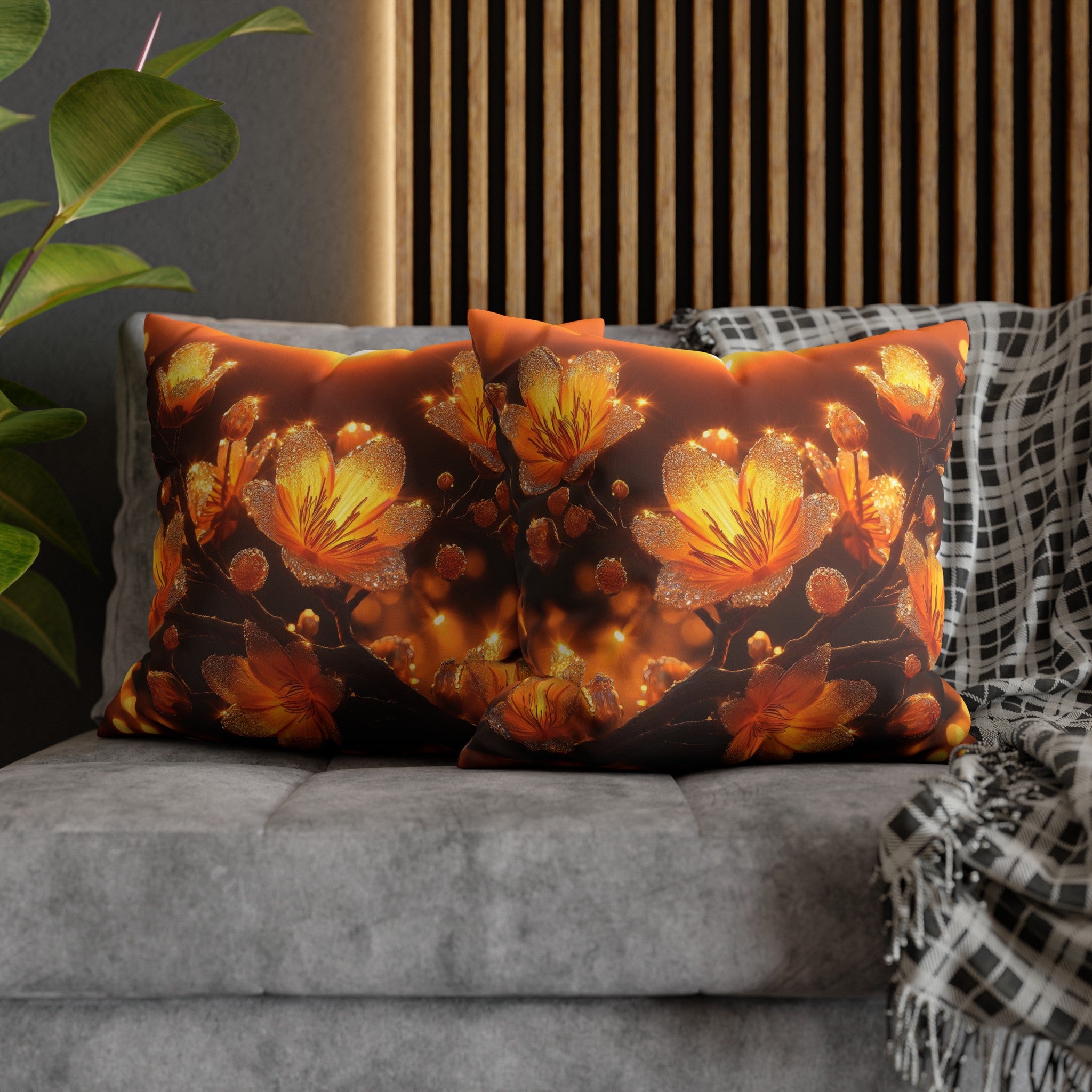 Yellow diamond flowers (3) - Suede Square Pillowcase