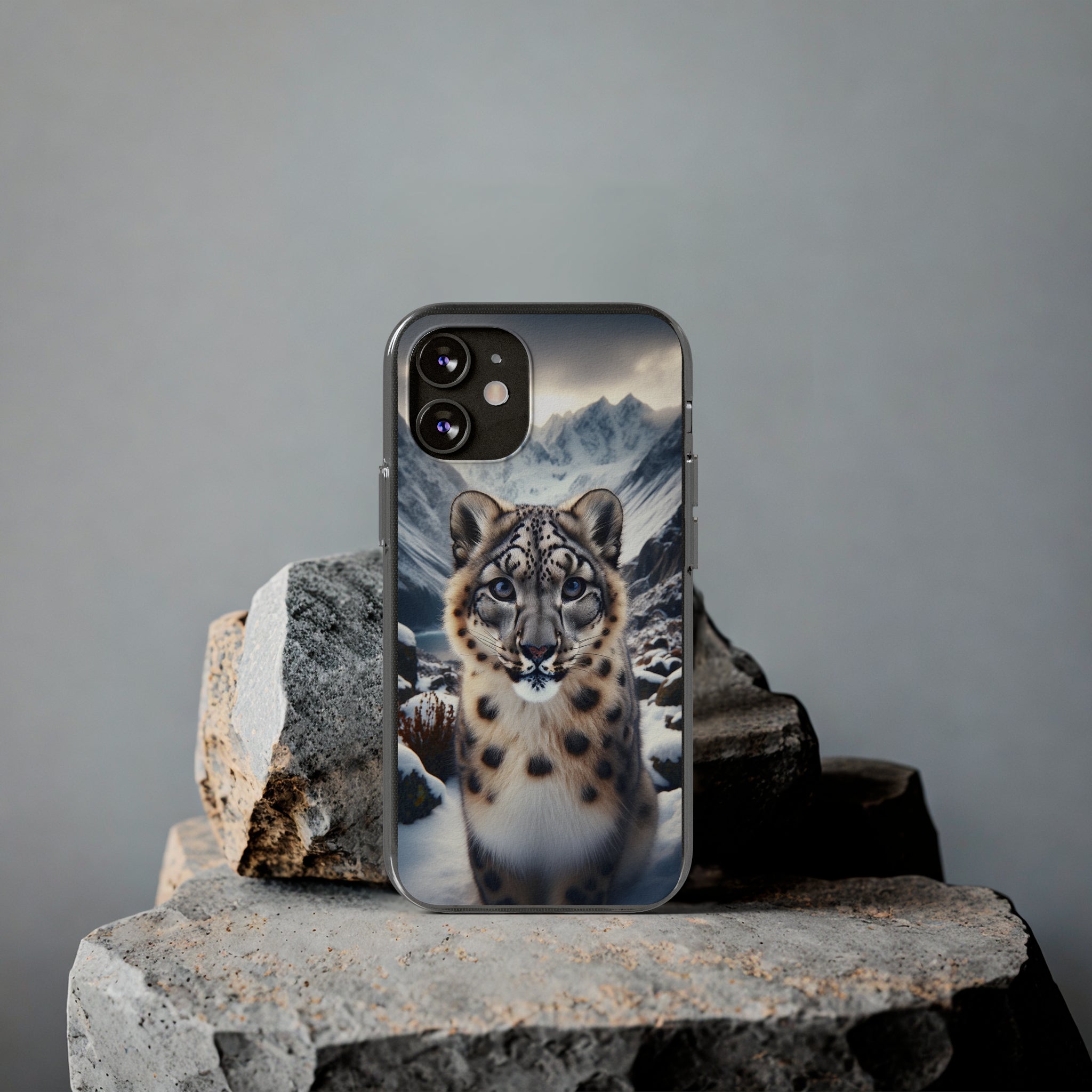 Curious Snow Leopard - Soft Phone Case