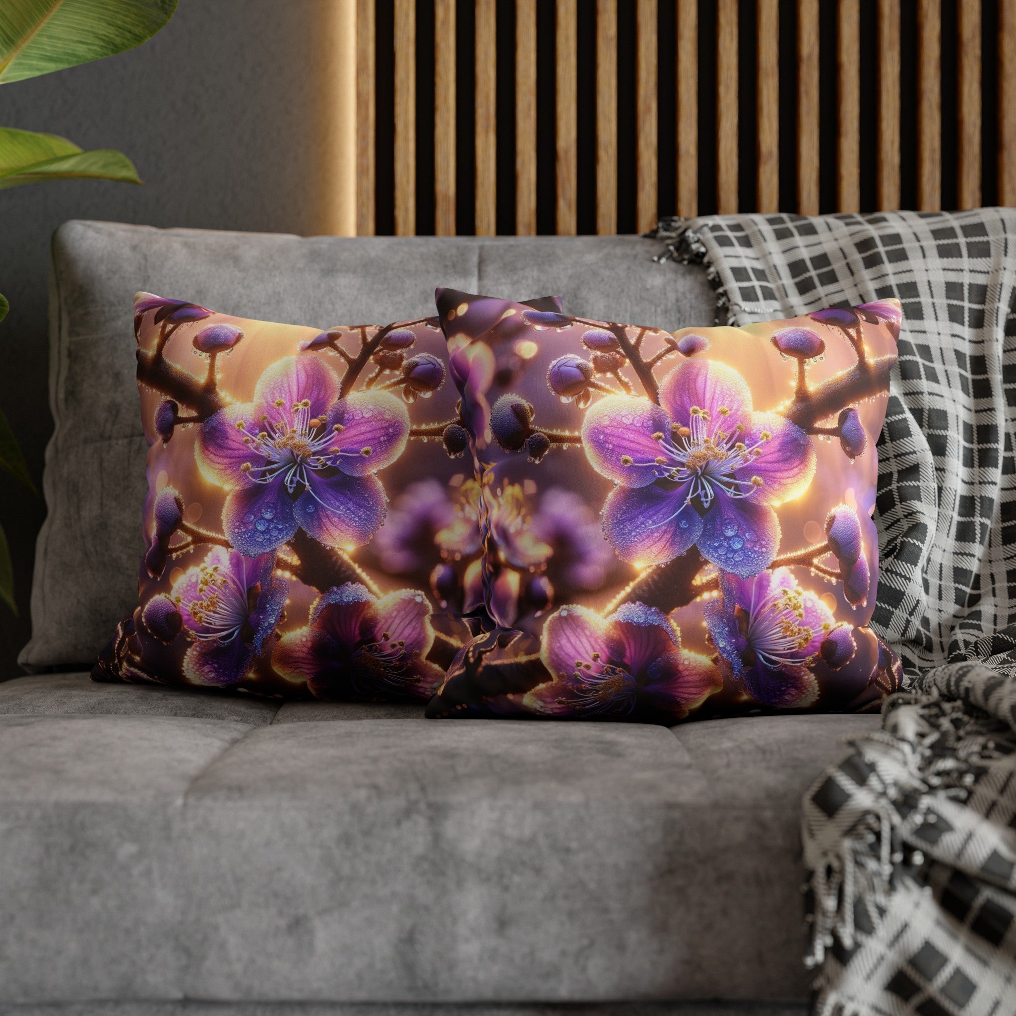 Purple diamond flowers (2) - Suede Square Pillowcase