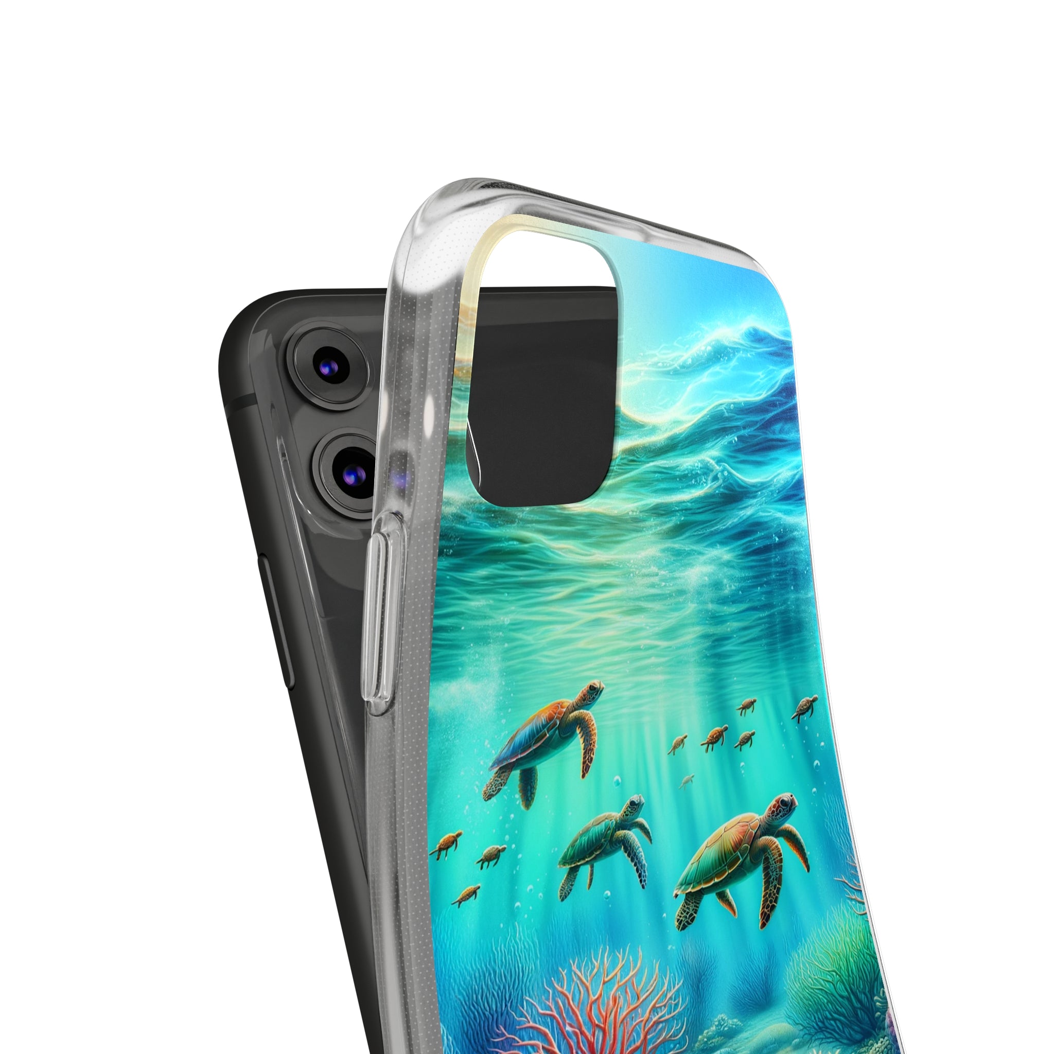 Turtles and coral reef - Soft Phone Case