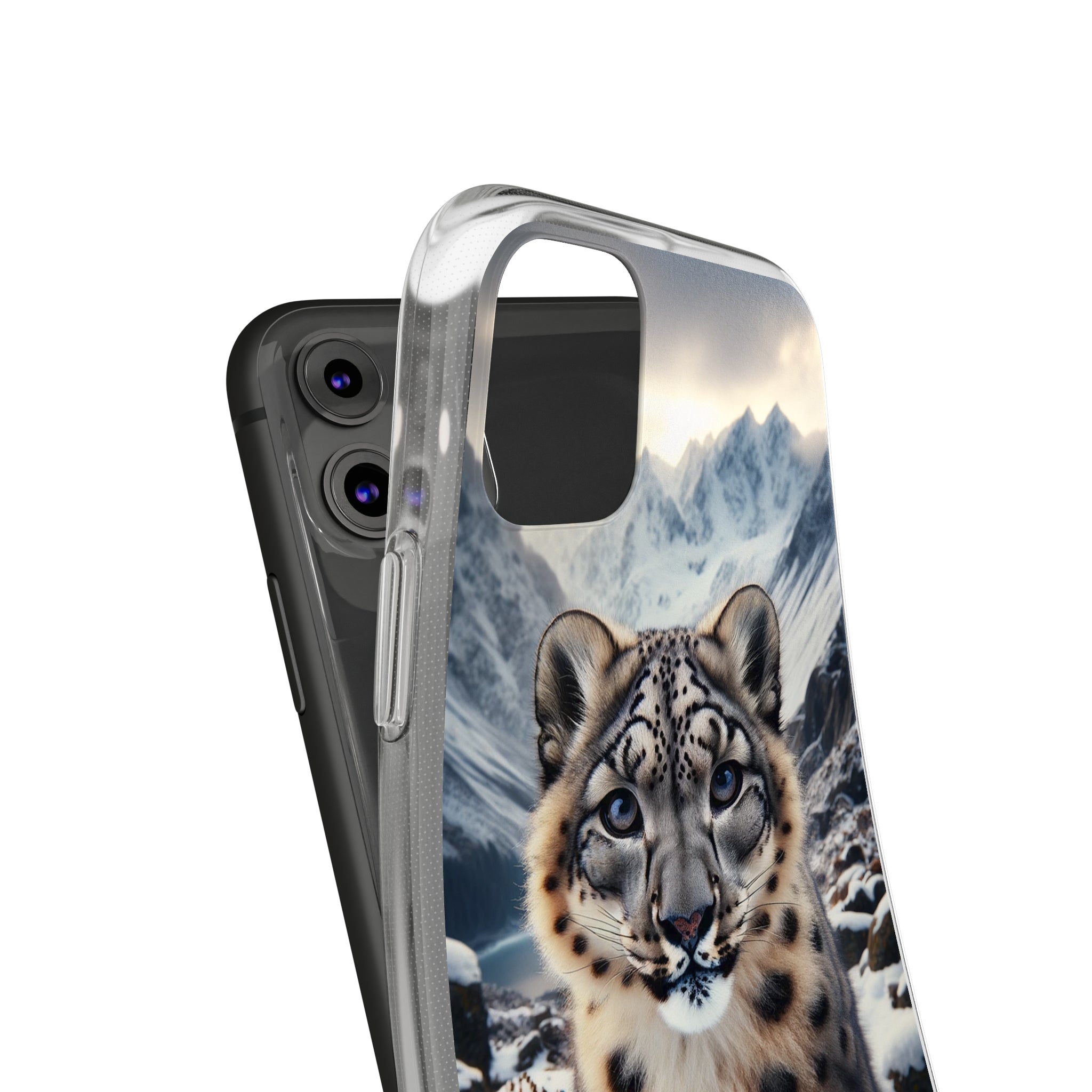 Curious Snow Leopard - Soft Phone Case