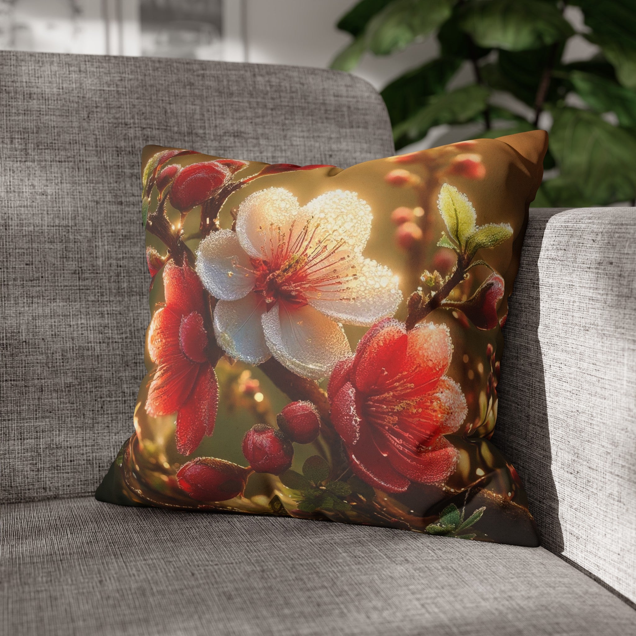 Red diamond flowers (4) - Suede Square Pillowcase