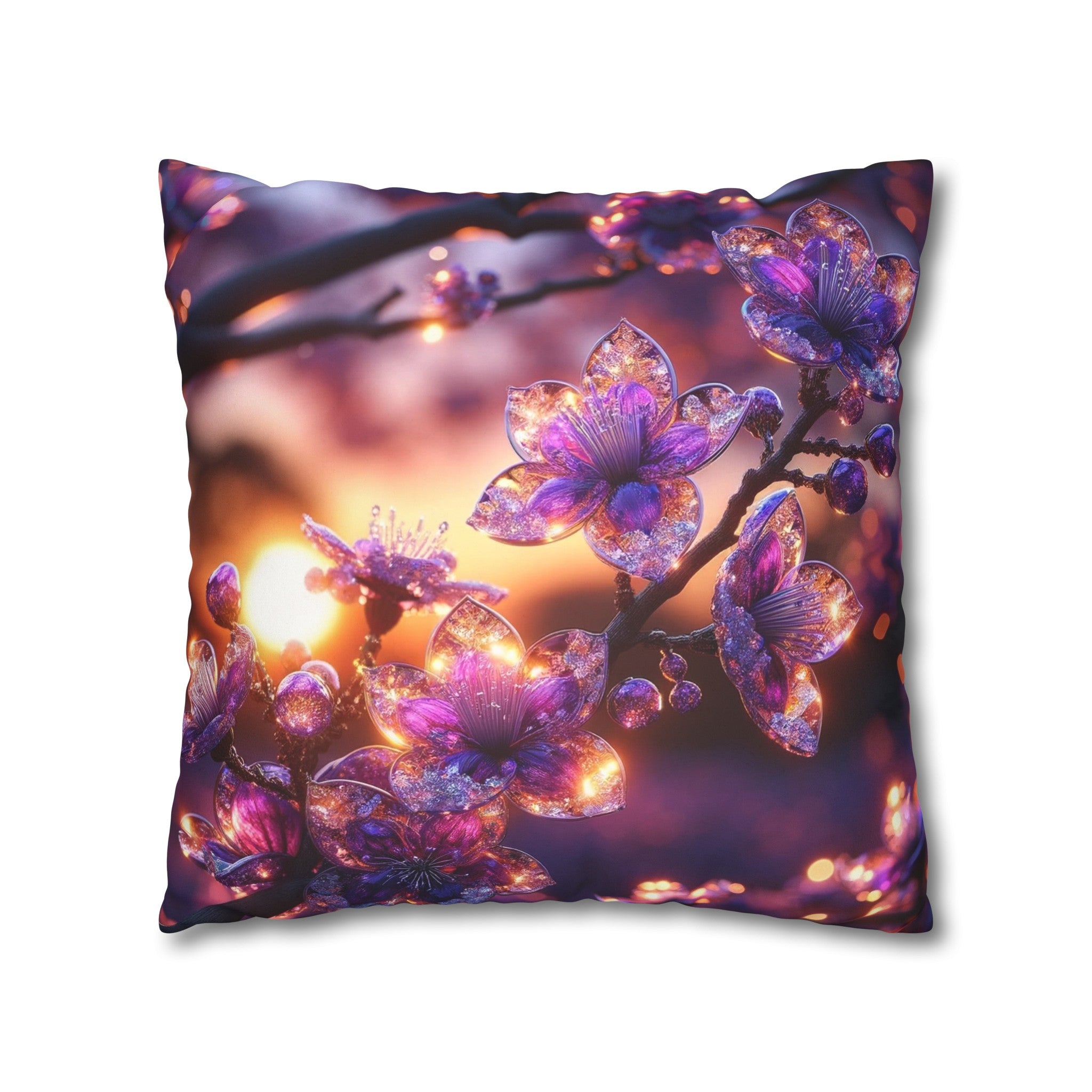 Purple diamond flowers (4) - Suede Square Pillowcase