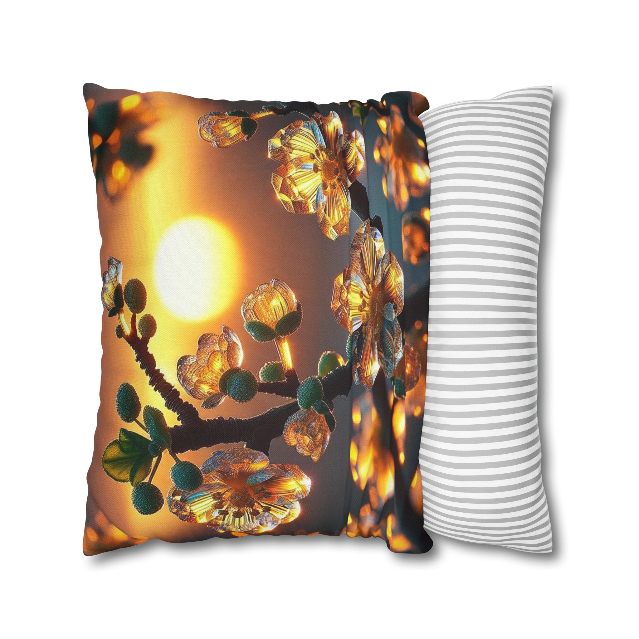 Yellow diamond flowers (4) - Polyester Square Pillowcase