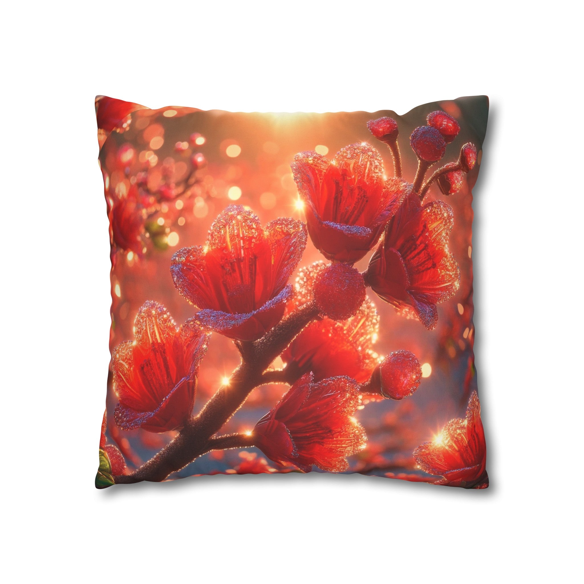 Red diamond flowers (2) - Suede Square Pillowcase