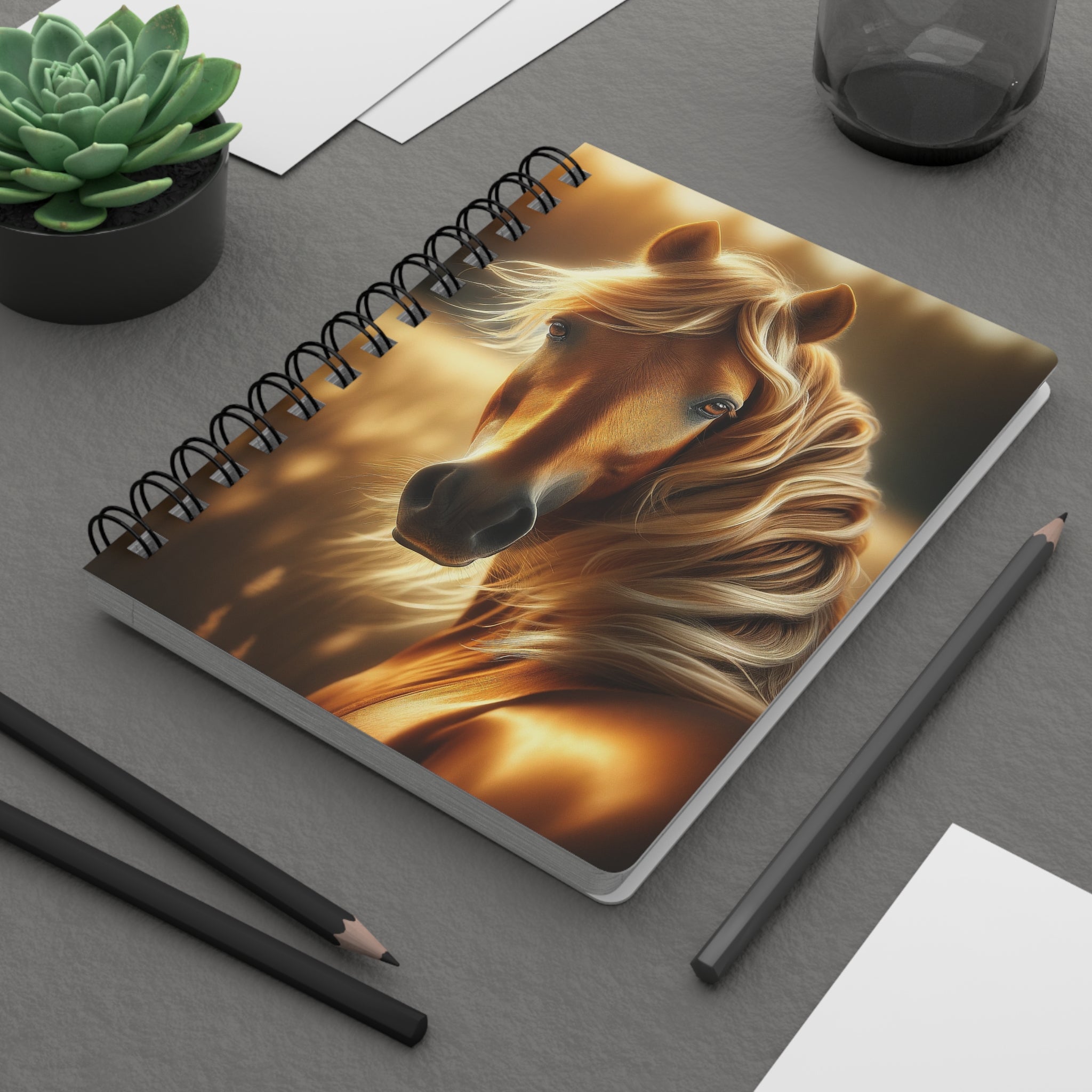 A curious, golden horse - Spiral Notebook