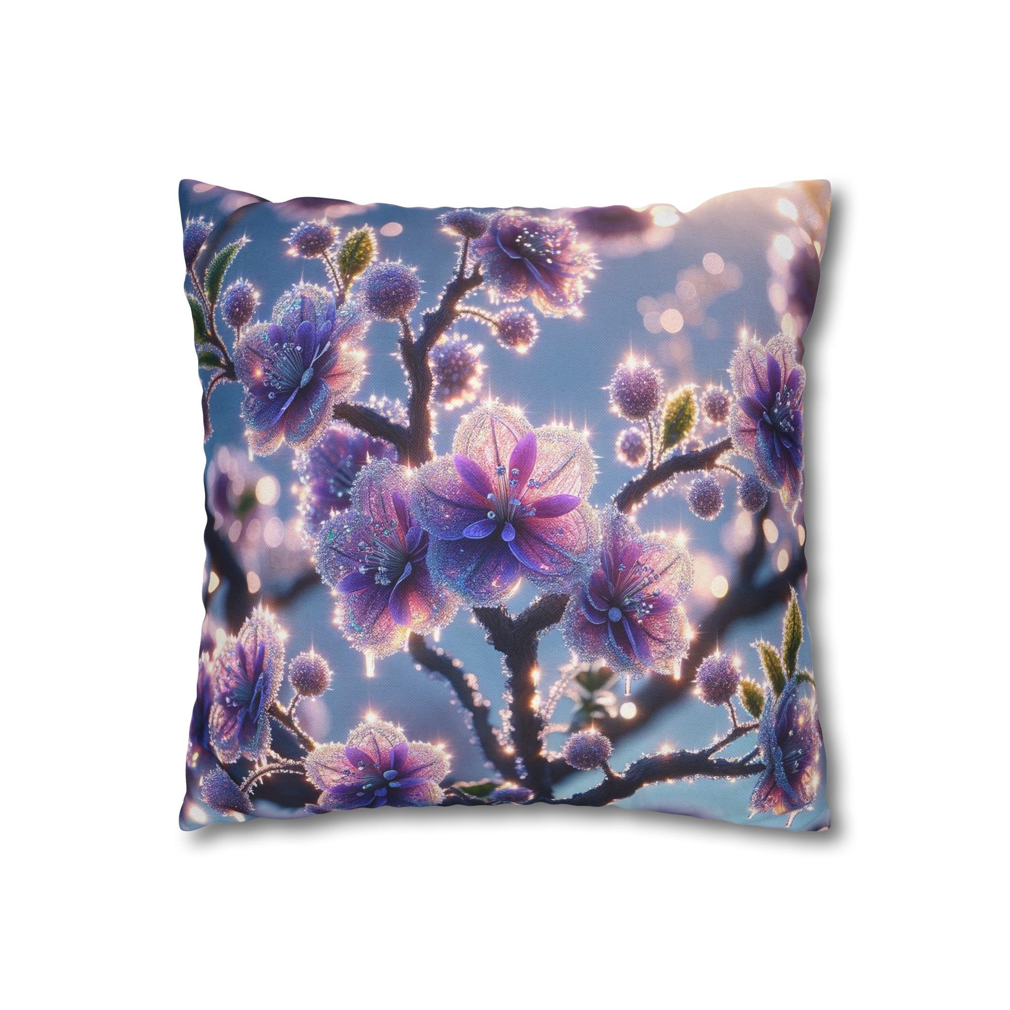 Purple diamond flowers (1) -  Polyester Square Pillowcase