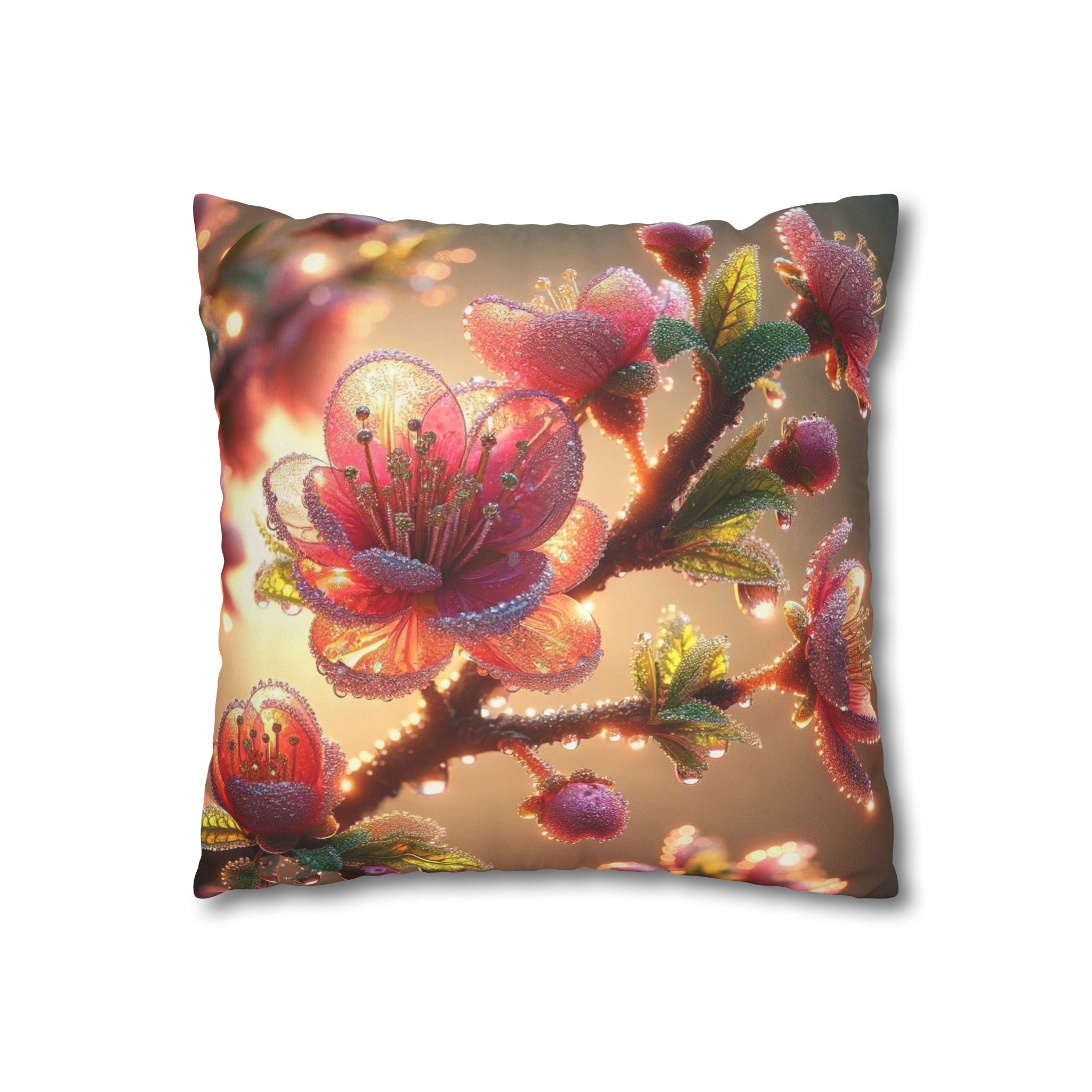 Pink diamond flowers (1) - Suede Square Pillowcase