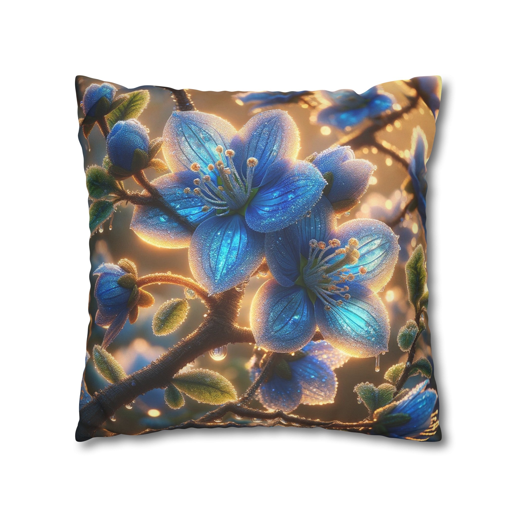 Blue, diamond flowers (3) - Suede Square Pillowcase