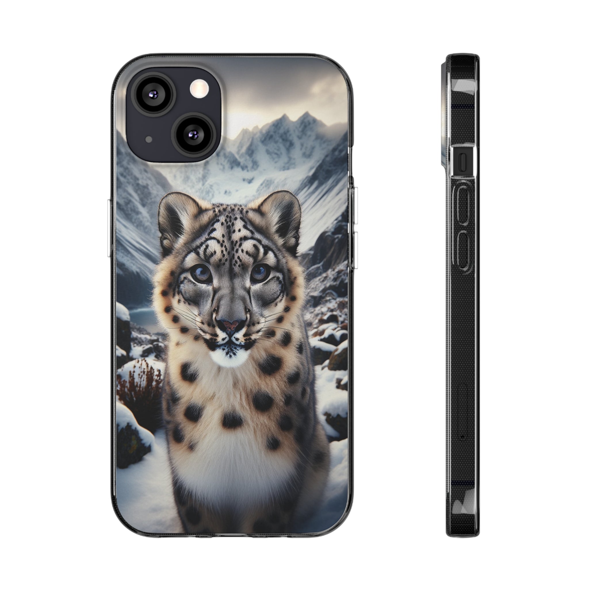 Curious Snow Leopard - Soft Phone Case