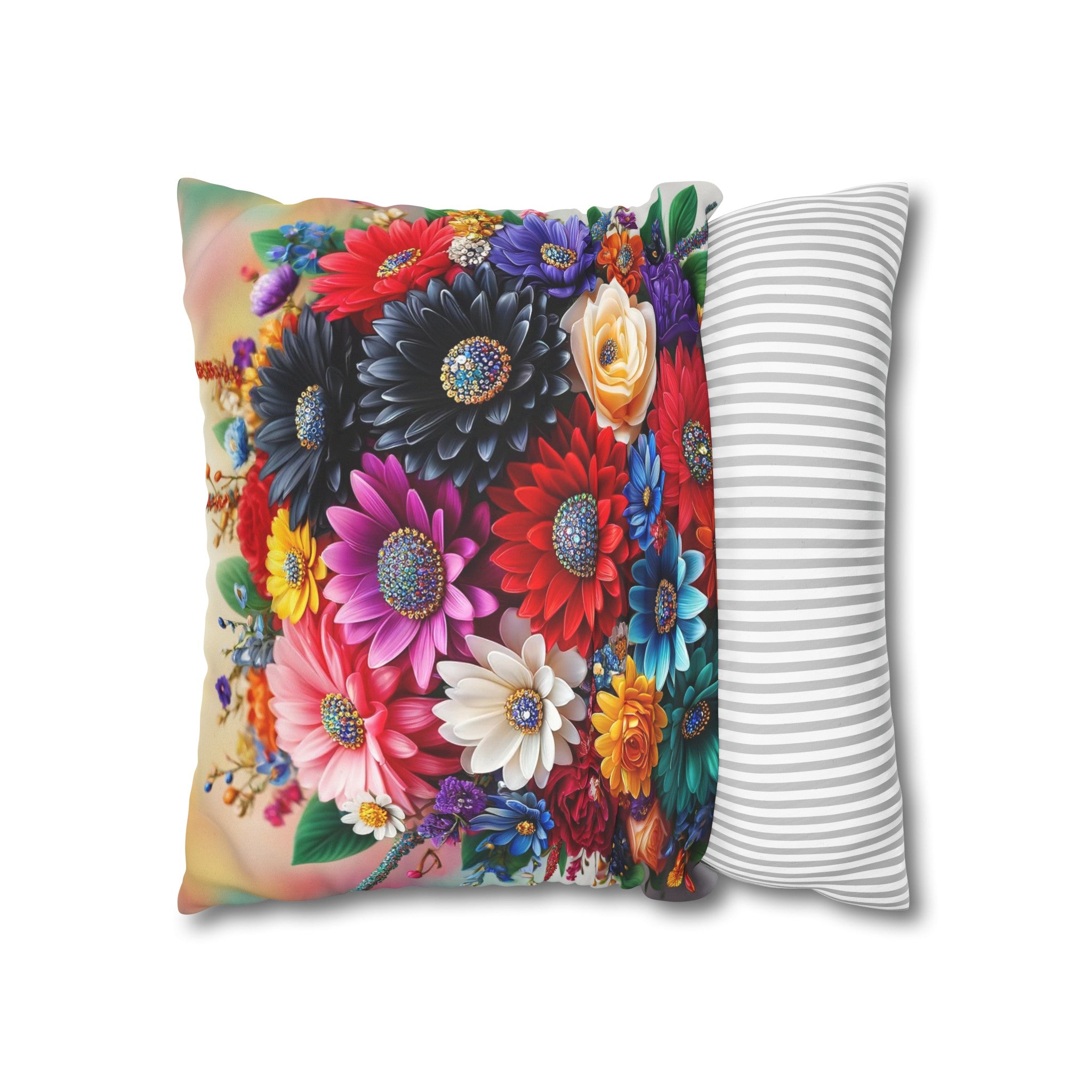 Colourful Bouquet (3) - Suede Square Pillowcase