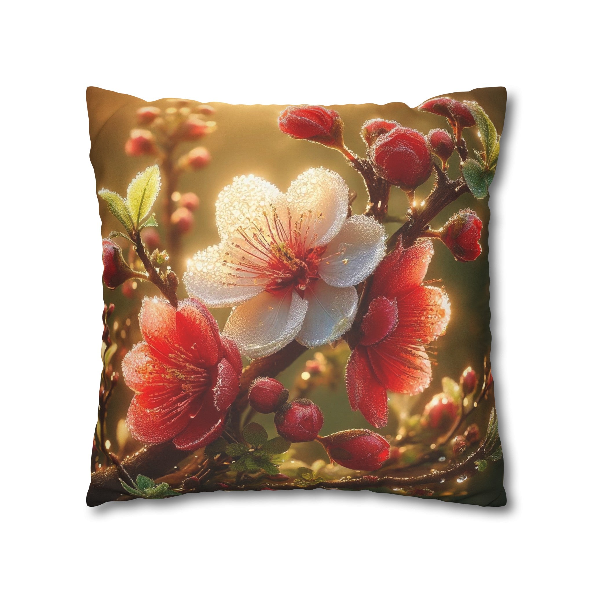 Red diamond flowers (4) - Suede Square Pillowcase