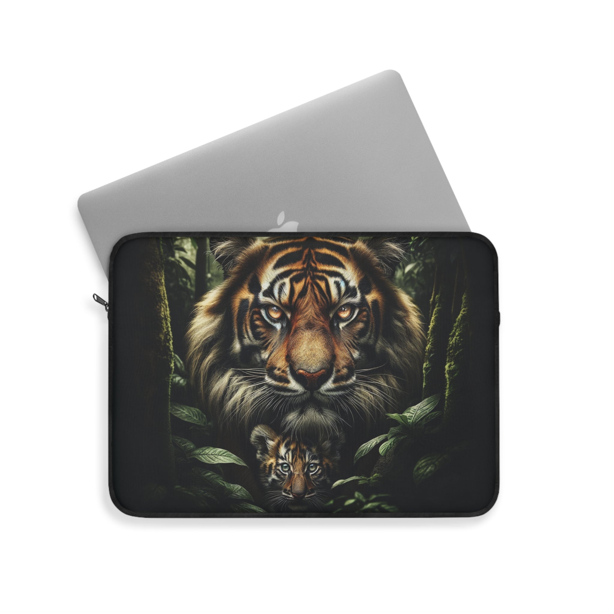 Tiger protecting her kitten - Laptop Sleeve