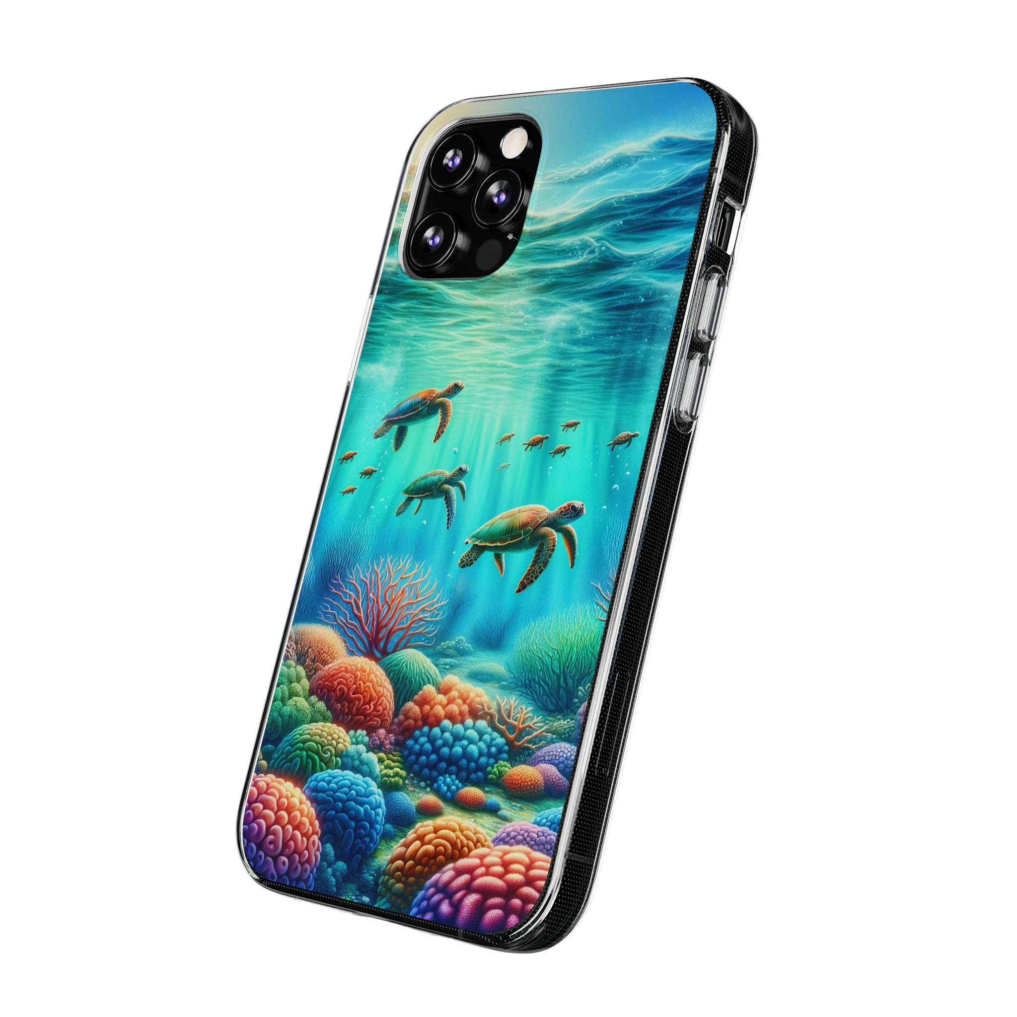 Turtles and coral reef - Soft Phone Case