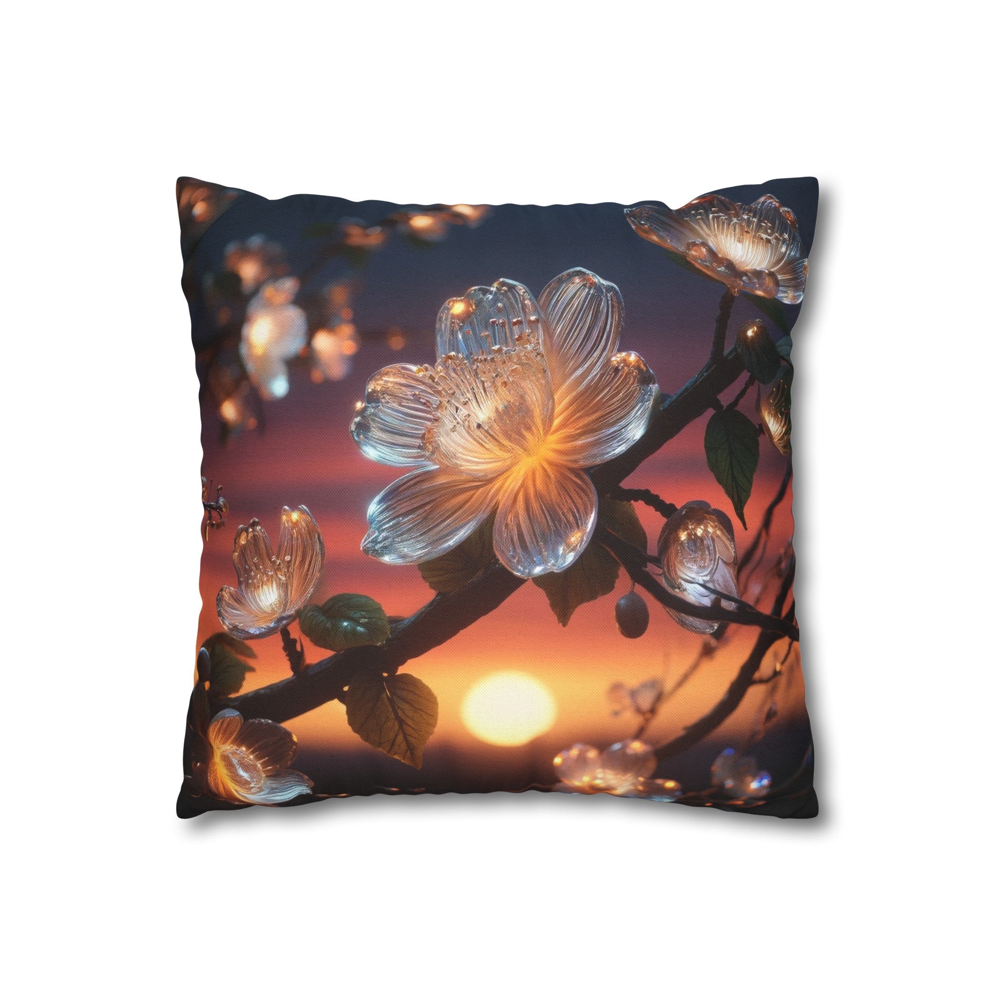 White diamond flowers (4) - Polyester Square Pillowcase