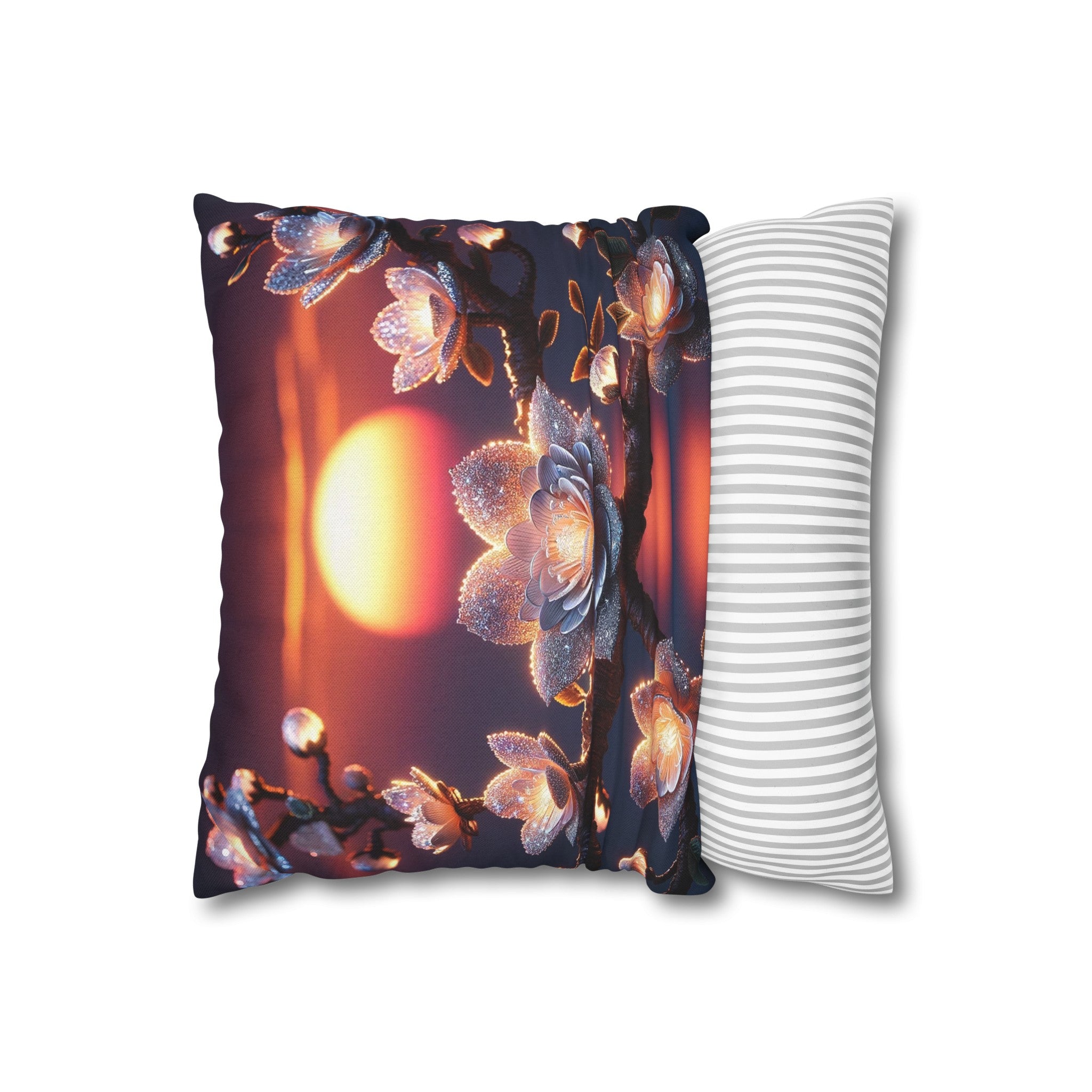 White diamond flowers (6) - Polyester Square Pillowcase