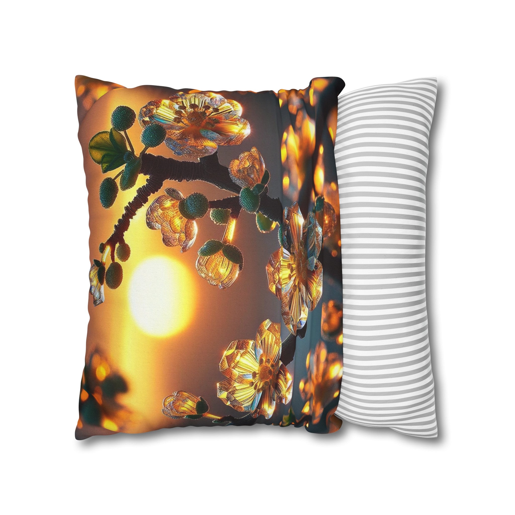 Yellow diamond flowers (4) - Polyester Square Pillowcase