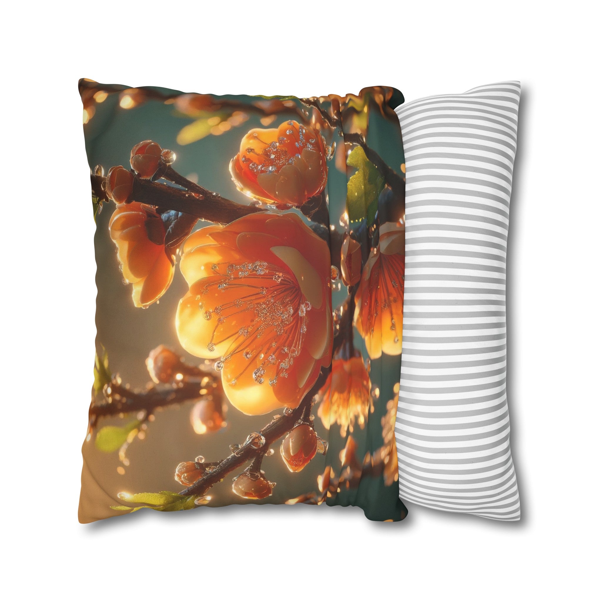 Orange diamond flowers (2) - Suede Square Pillowcase