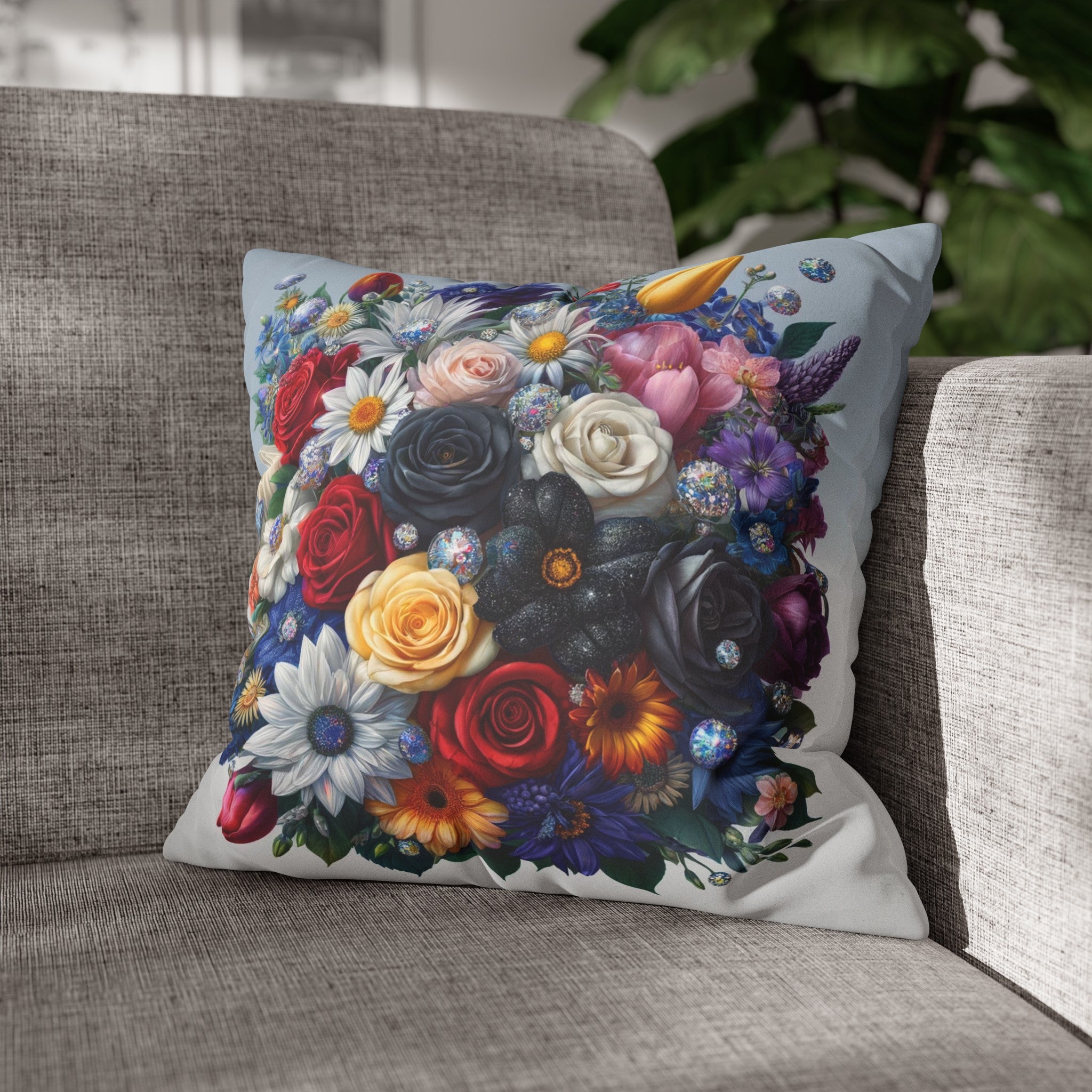 Colourful Bouquet (6) - Suede Square Pillowcase