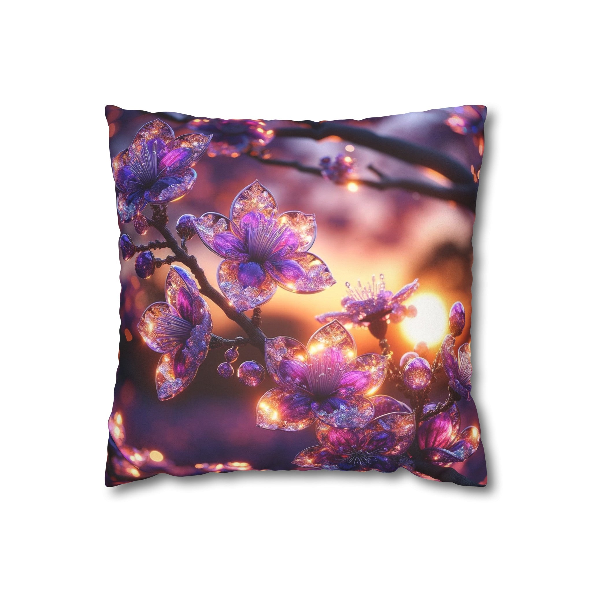 Purple diamond flowers (4) - Suede Square Pillowcase