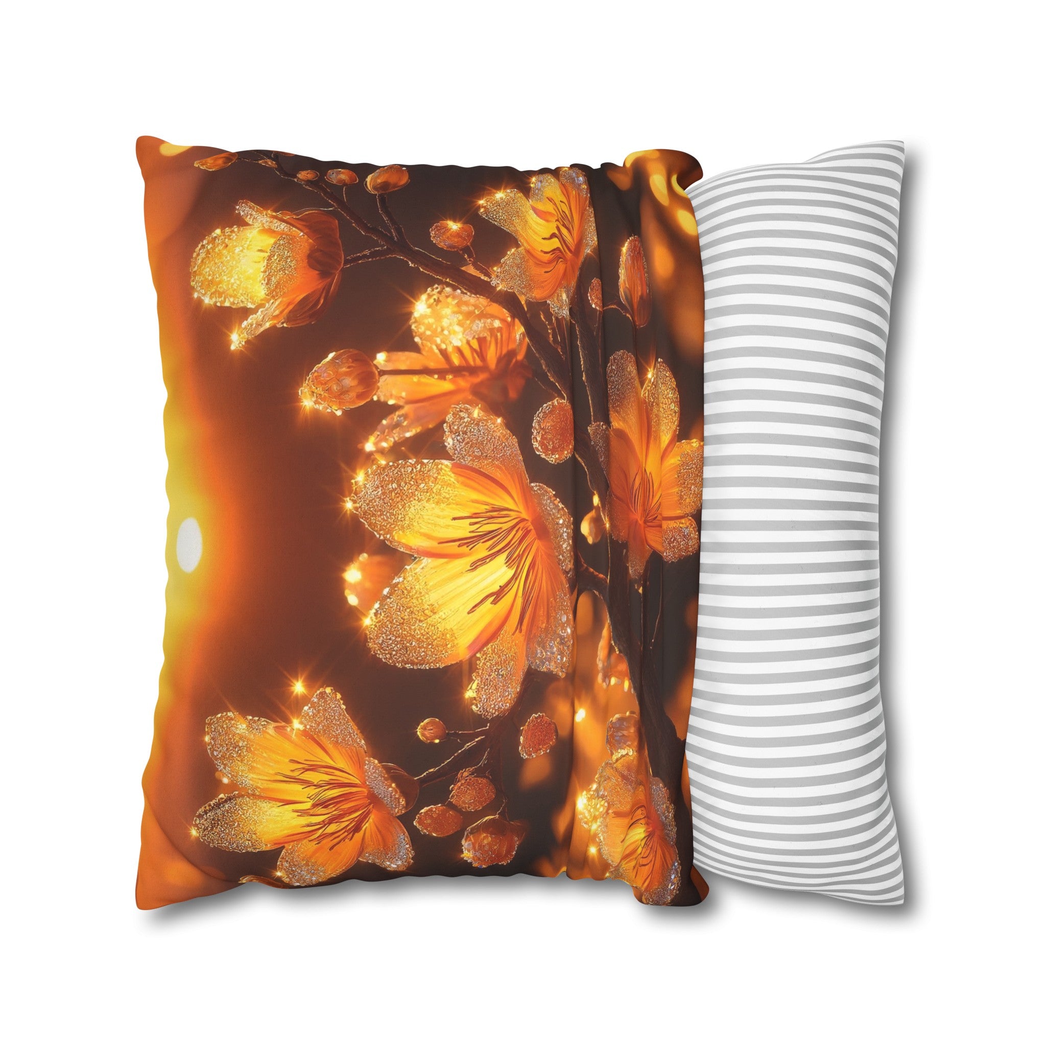 Yellow diamond flowers (3) - Suede Square Pillowcase