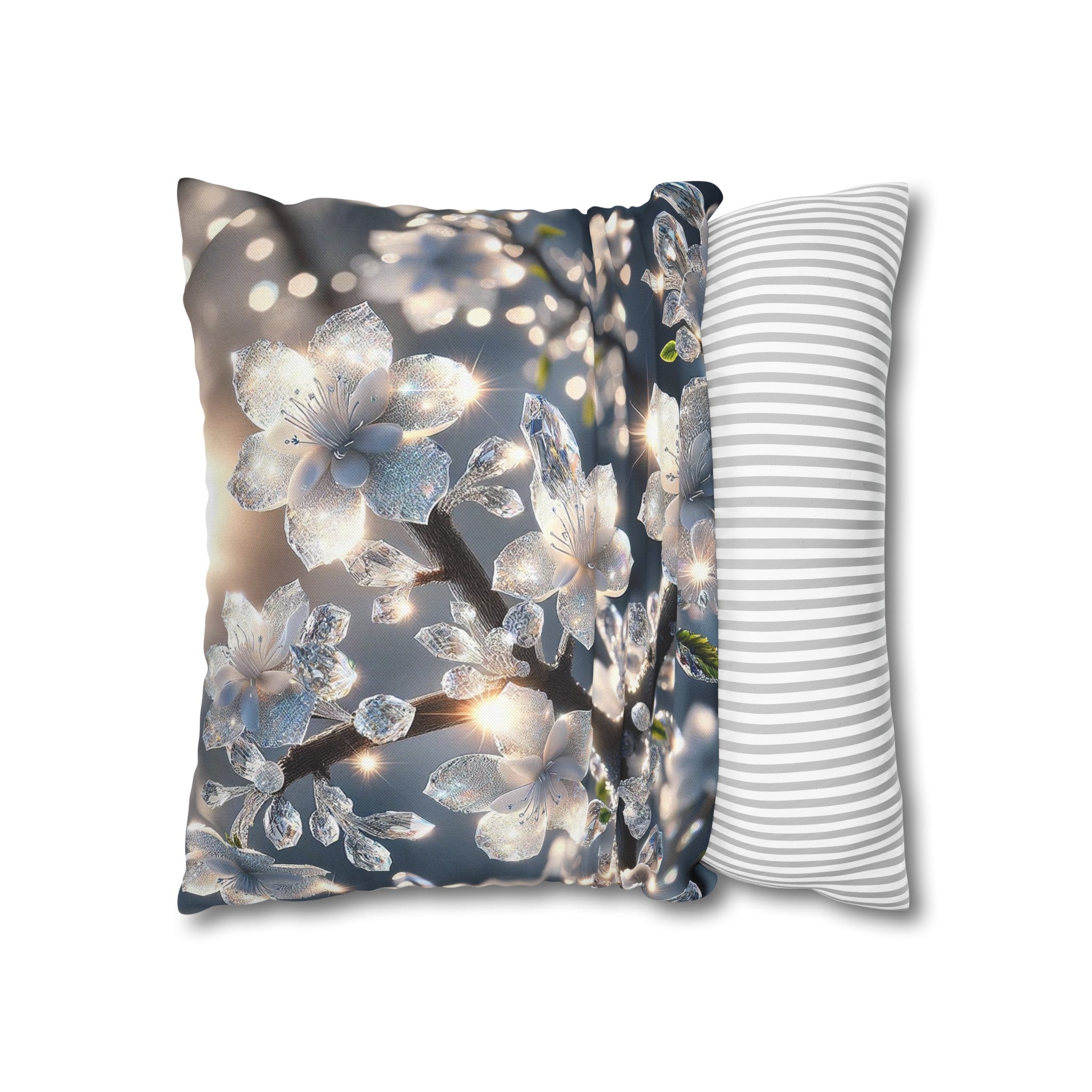 White diamond flowers (5) - Polyester Square Pillowcase