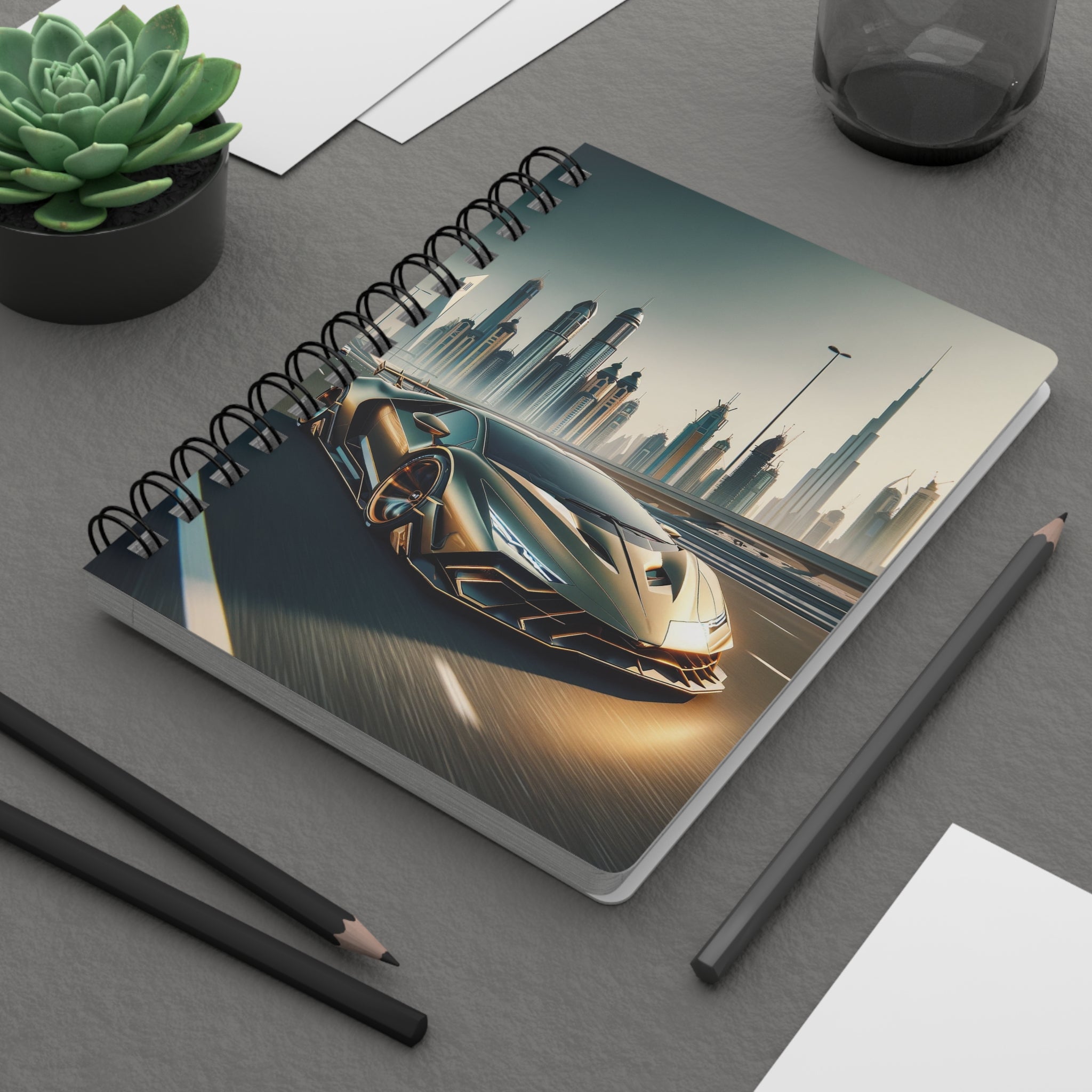 Golden colour car - Spiral Notebook