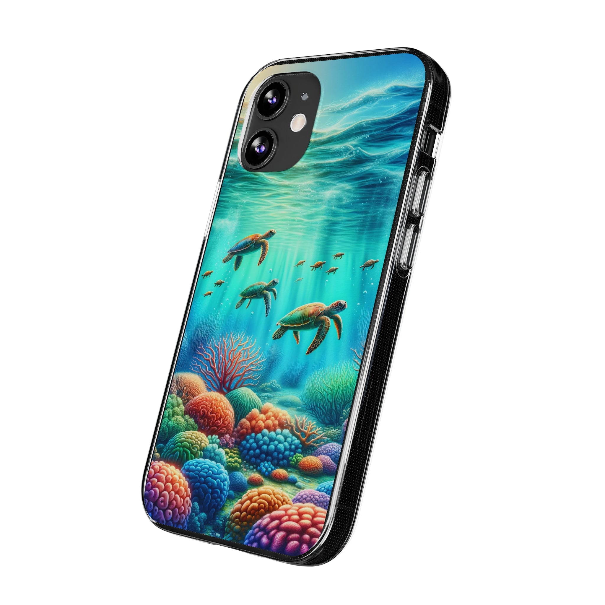 Turtles and coral reef - Soft Phone Case