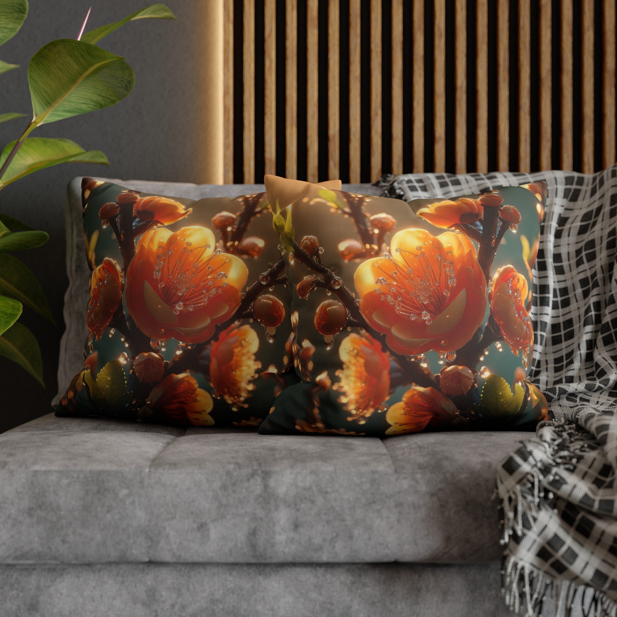 Orange diamond flowers (2) - Suede Square Pillowcase