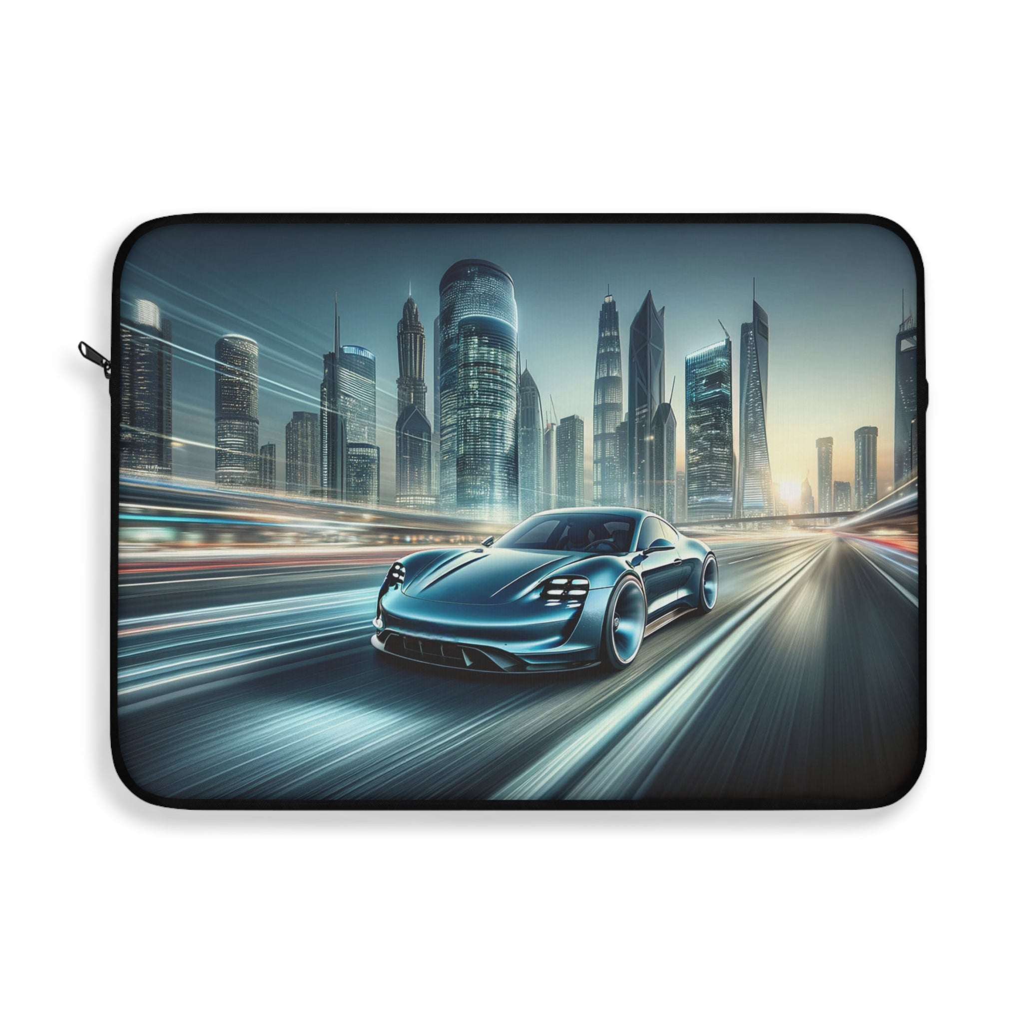 Blue car on the road - Laptop Sleeve