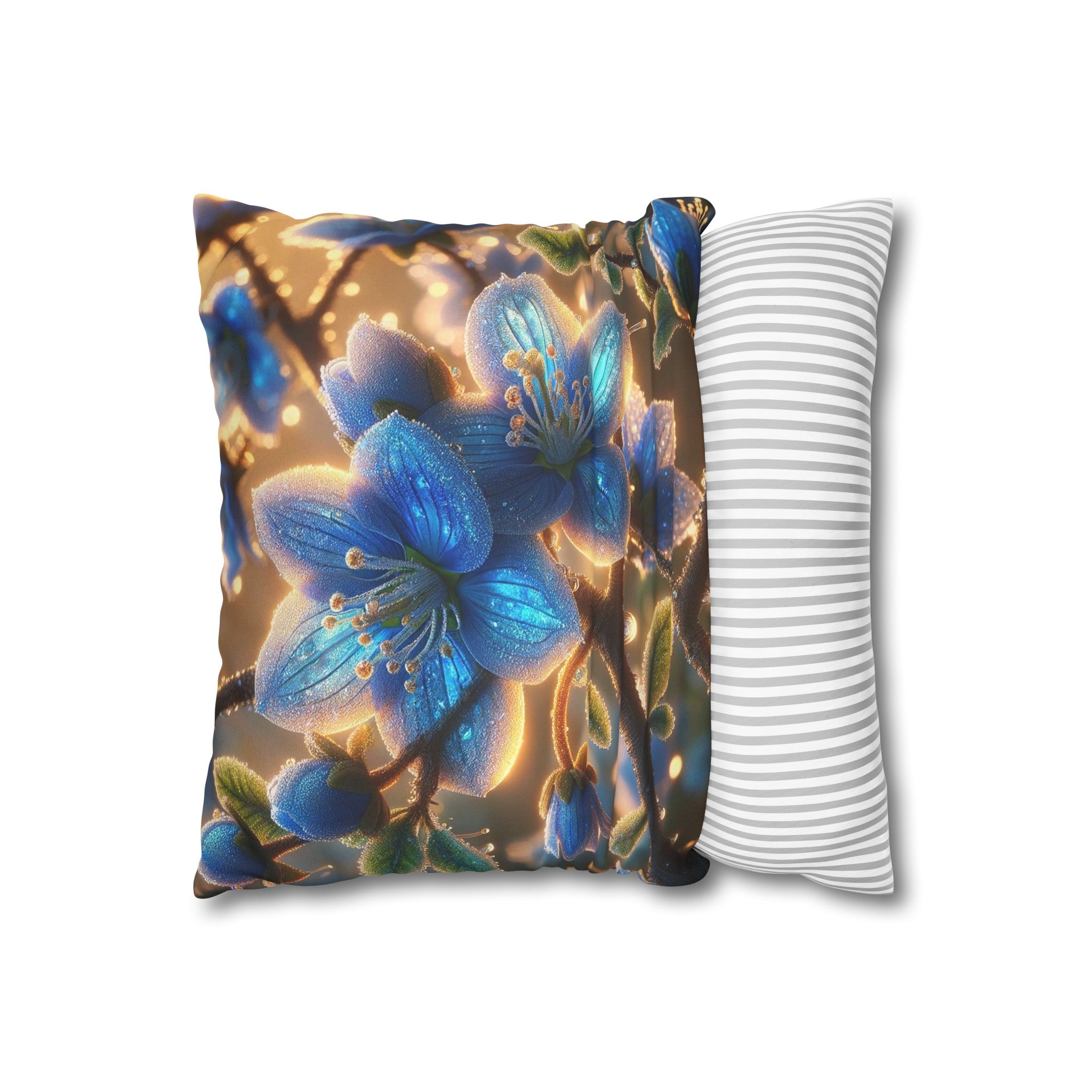 Blue, diamond flowers (3) - Suede Square Pillowcase