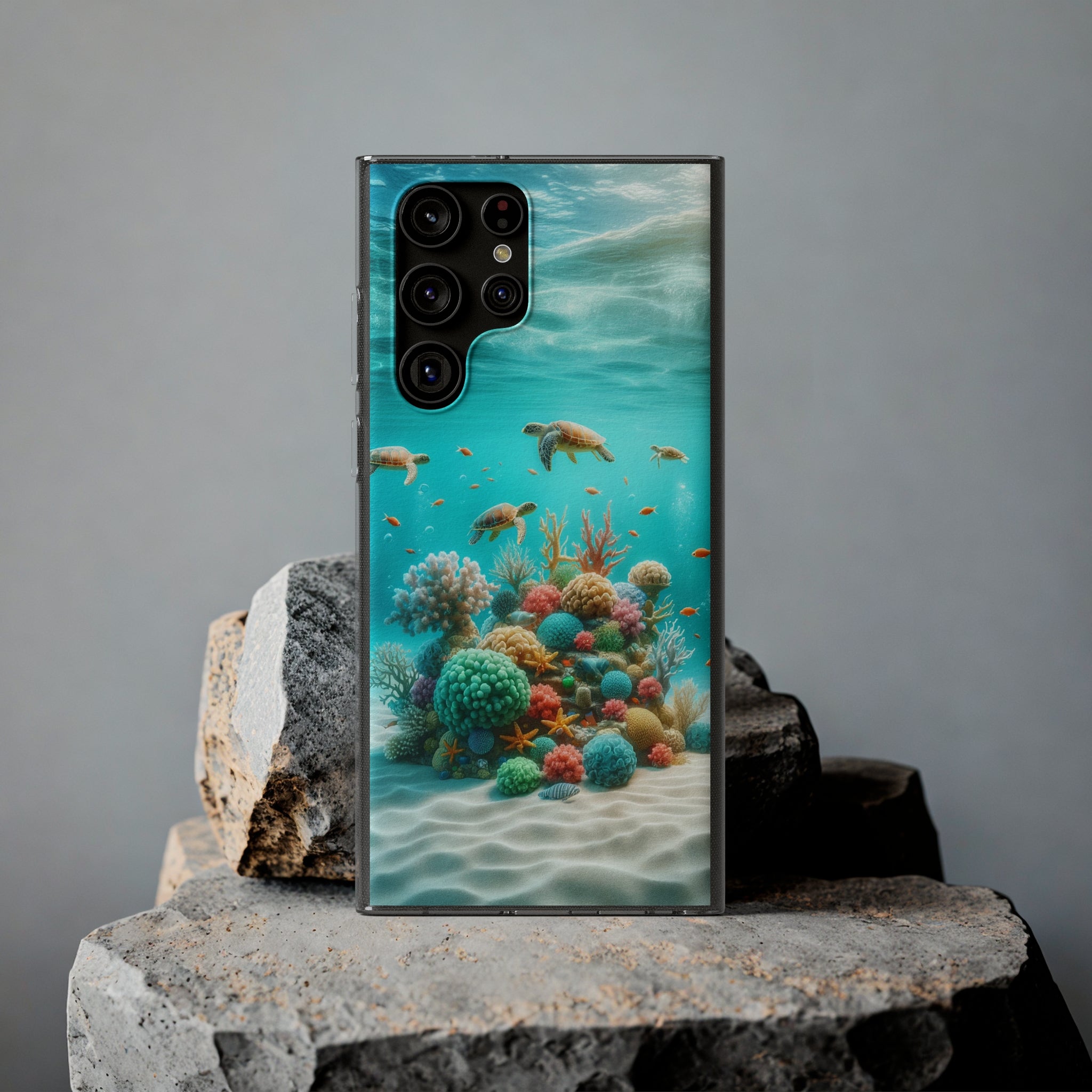 Turtles on coral reef - Soft Phone Case