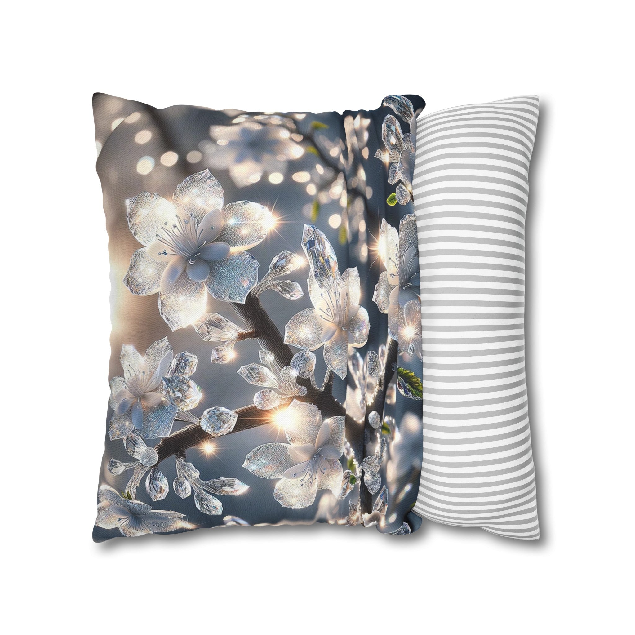 White diamond flowers (5) - Polyester Square Pillowcase