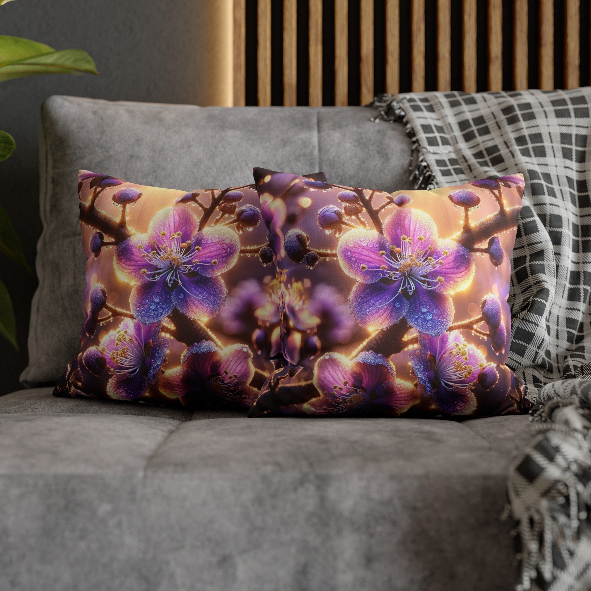 Purple diamond flowers (2) - Suede Square Pillowcase