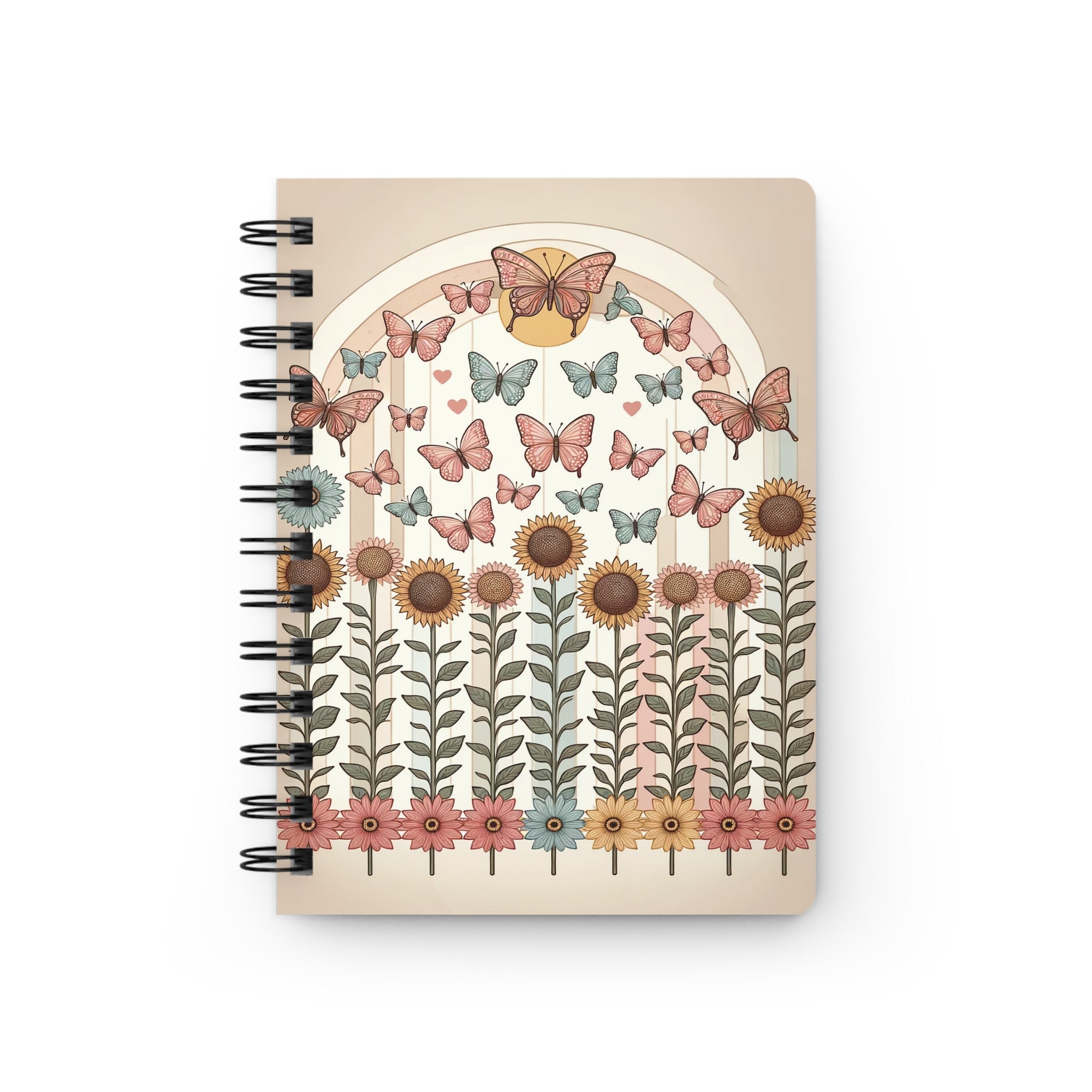 Butterflies and sunflowers 2 - Spiral Notebook