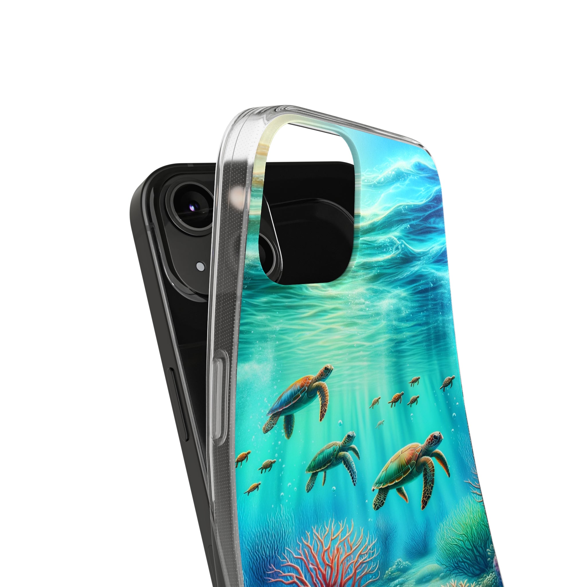 Turtles and coral reef - Soft Phone Case