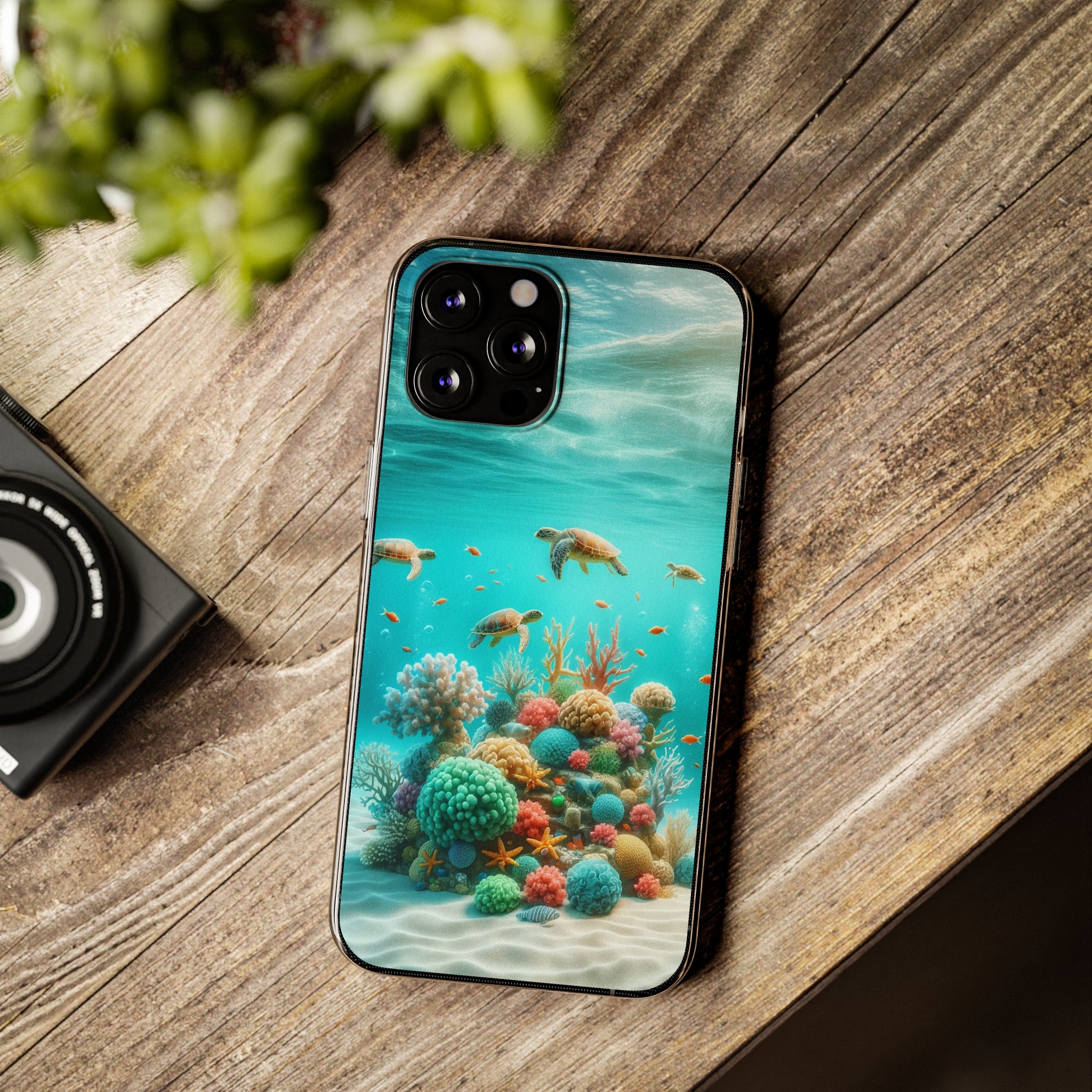 Turtles on coral reef - Soft Phone Case