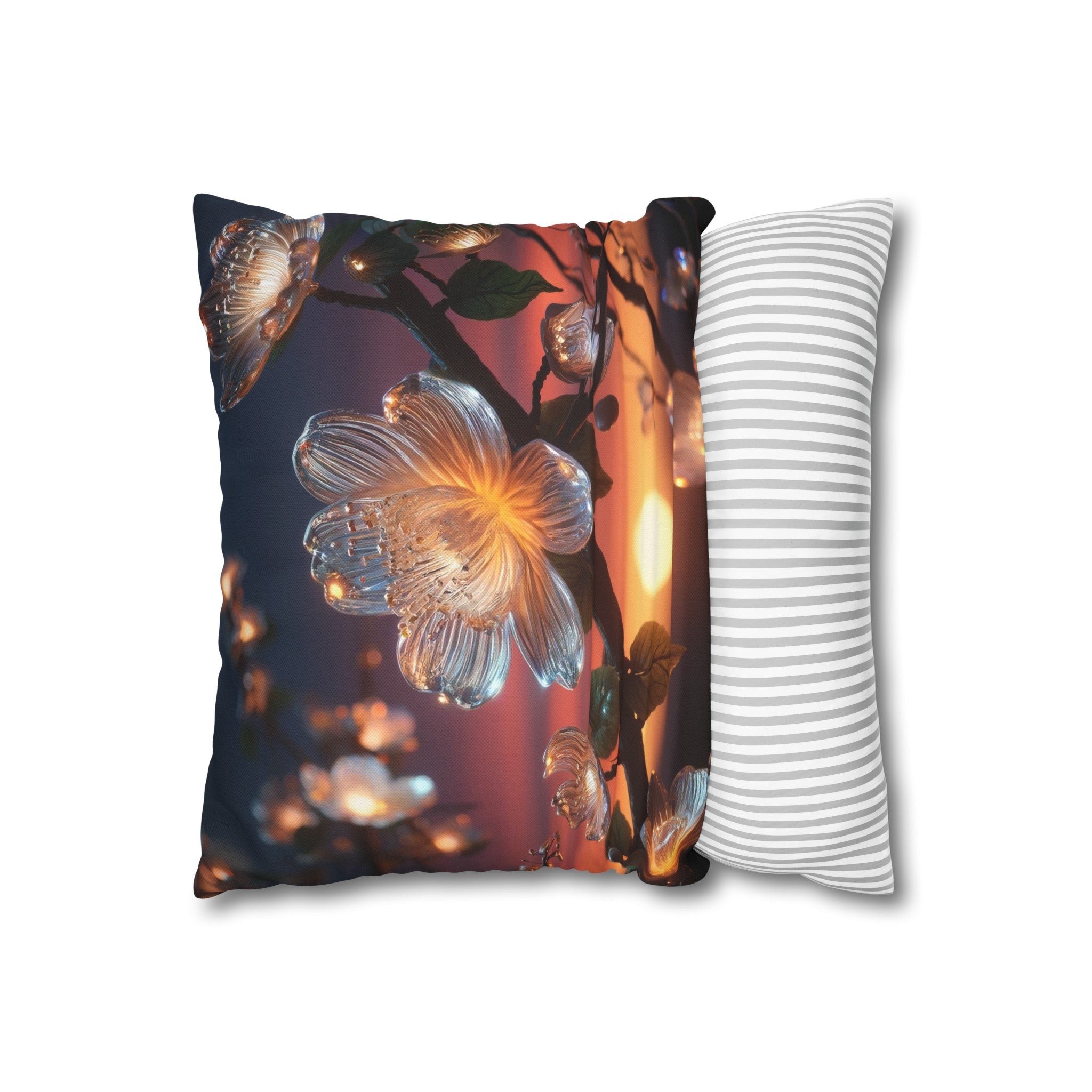 White diamond flowers (4) - Polyester Square Pillowcase